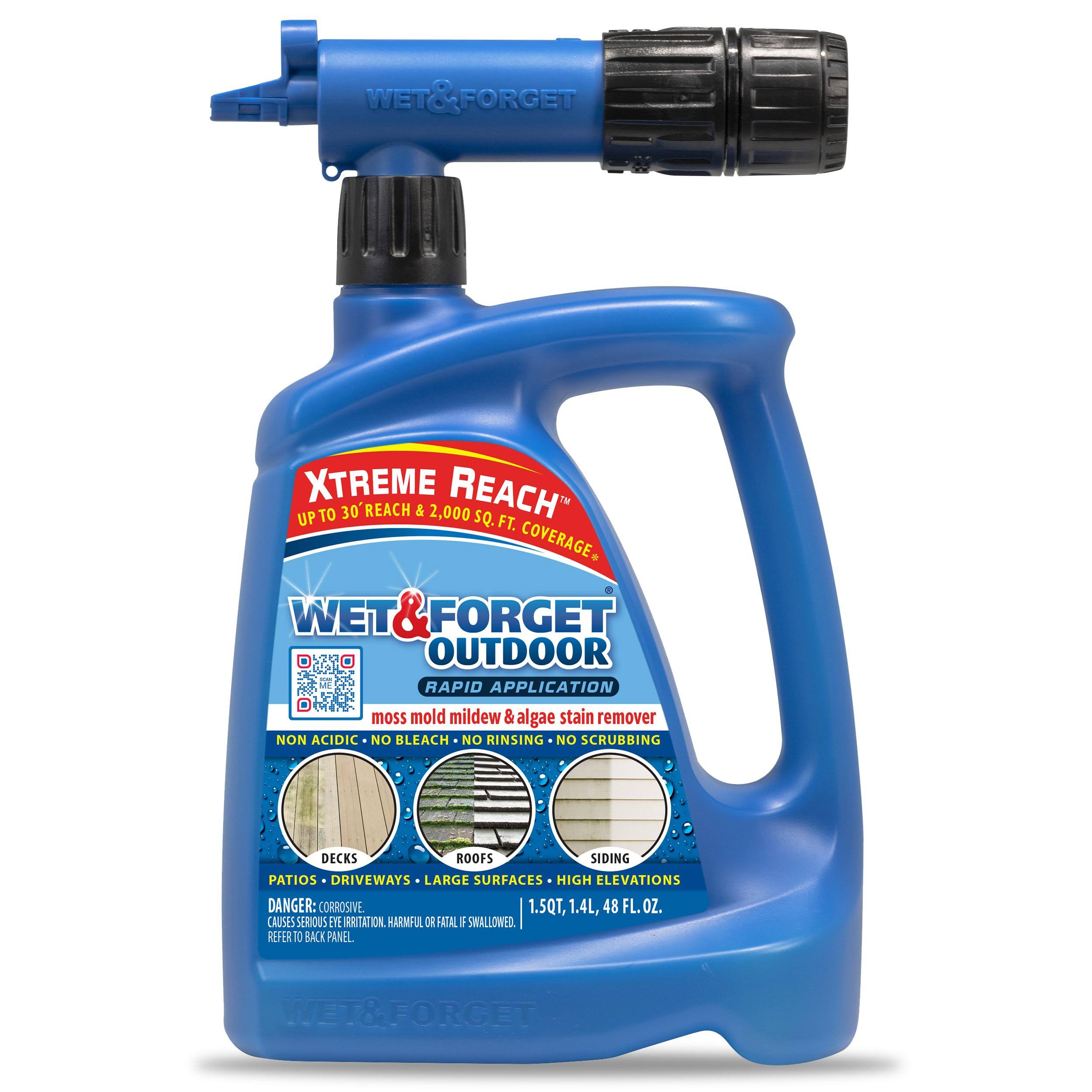 Wet & Forget Xtreme Reach Hose End Outdoor Surface Cleaner Mold Mildew & Algae Stain Remover 48oz