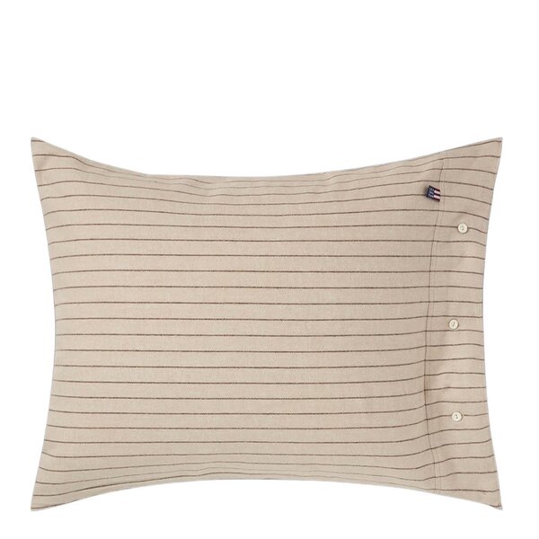Putetrekk 50x70 cm bomullsflanell smalstripet beige/brown