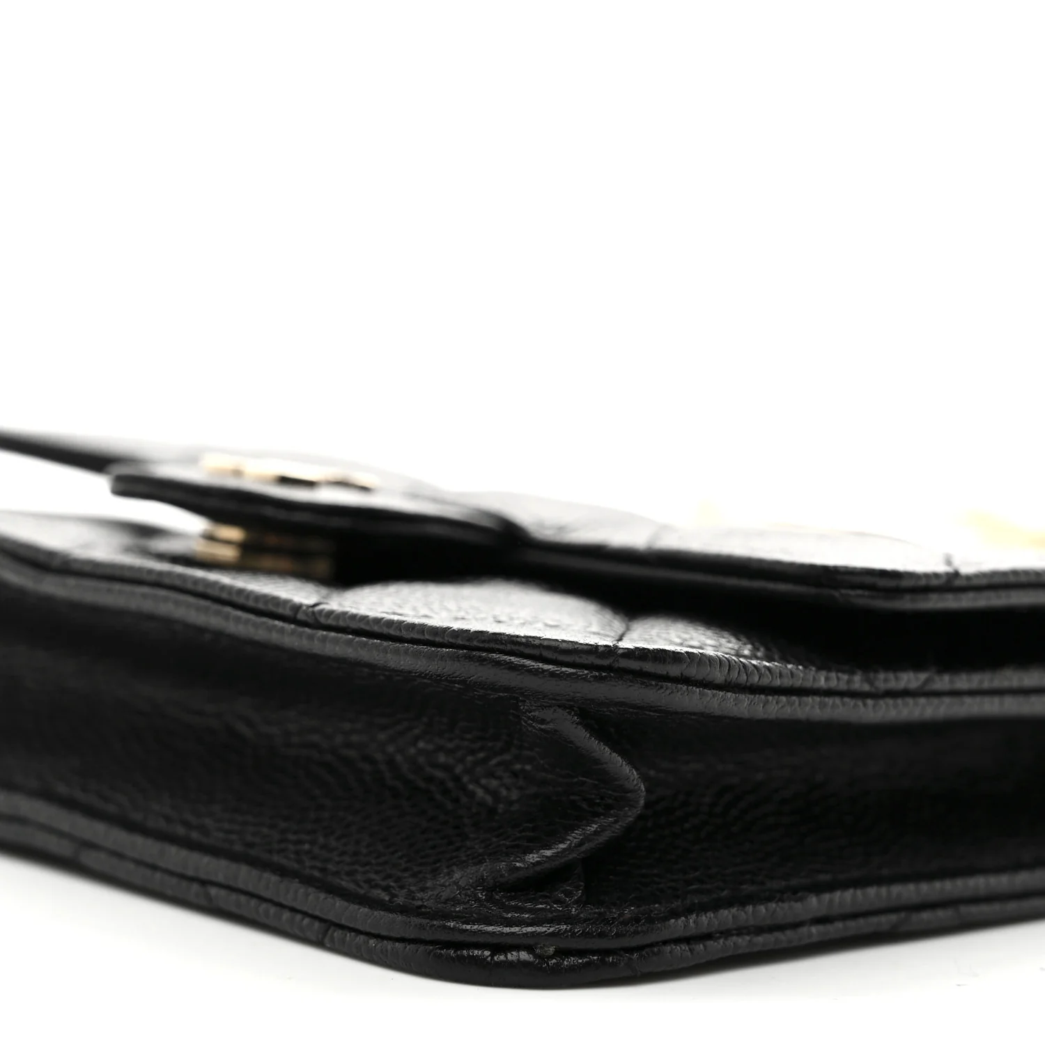 Caviar Quilted Mini Clutch With Chain Black
