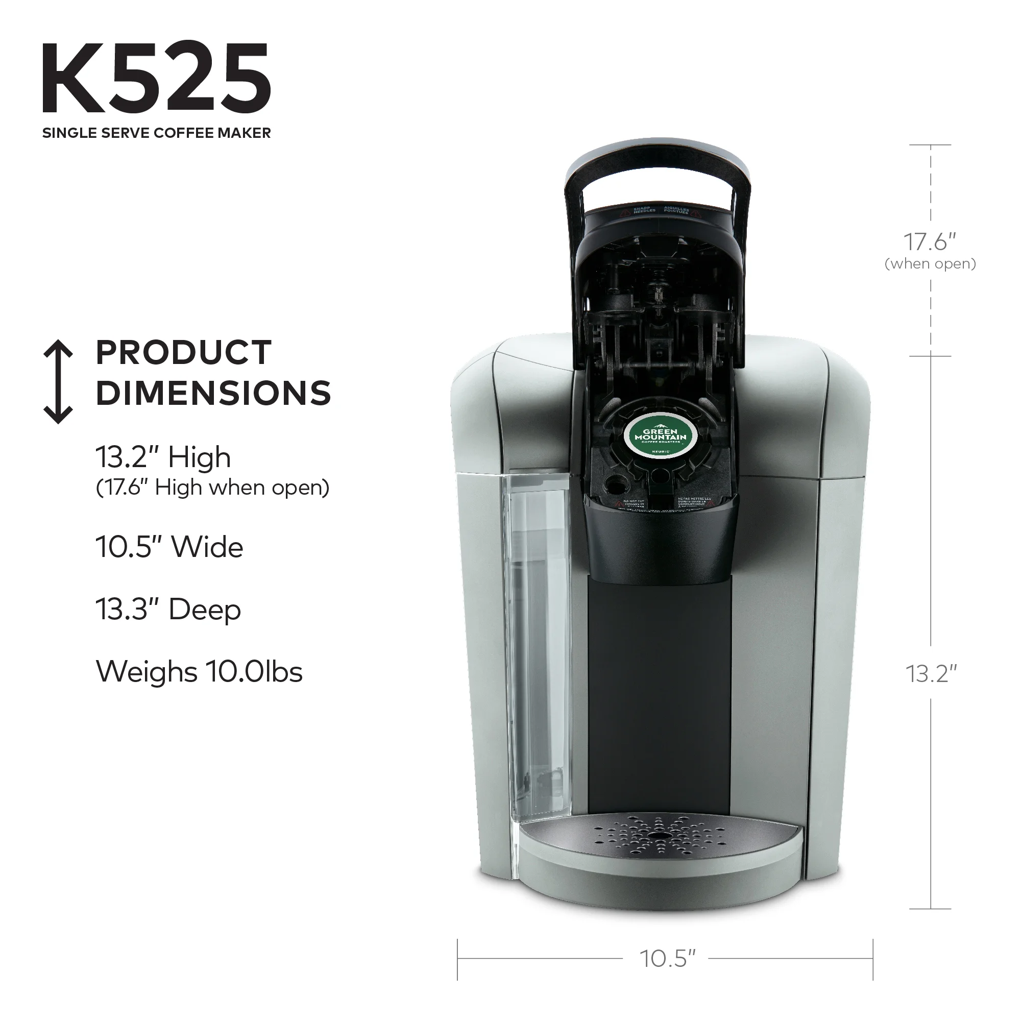 K525 Single Serve Coffee Brewer, Slate(Slate) - Image 4