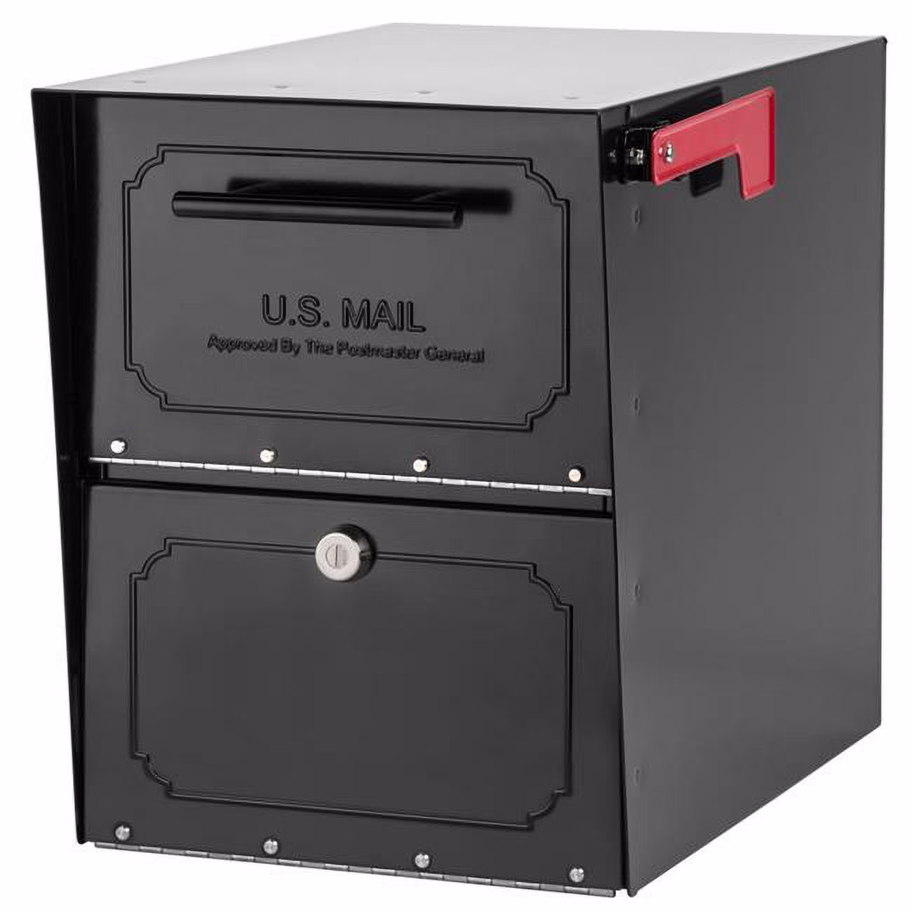 Oasis Classic Black Post Mount Mailbox, Galvanized Steel, Locking(Black)