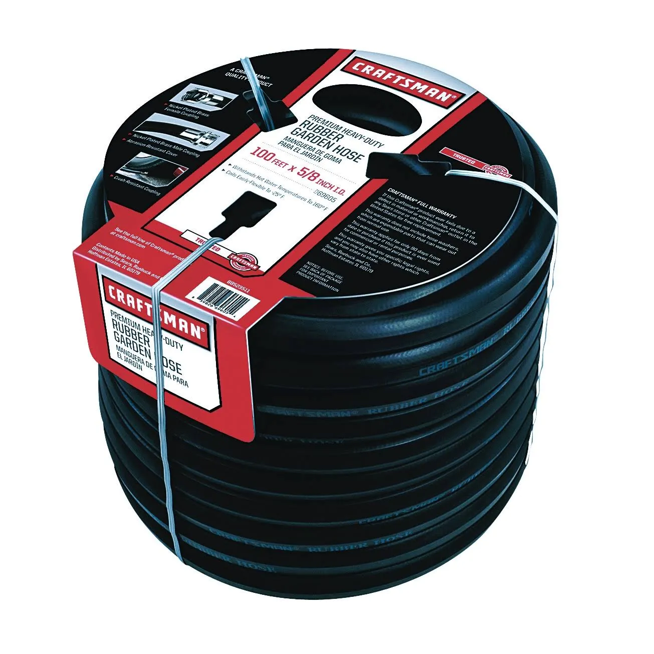 Tuyau d'arrosage en caoutchouc de qualité supérieure, 100 pi x 5/8 po