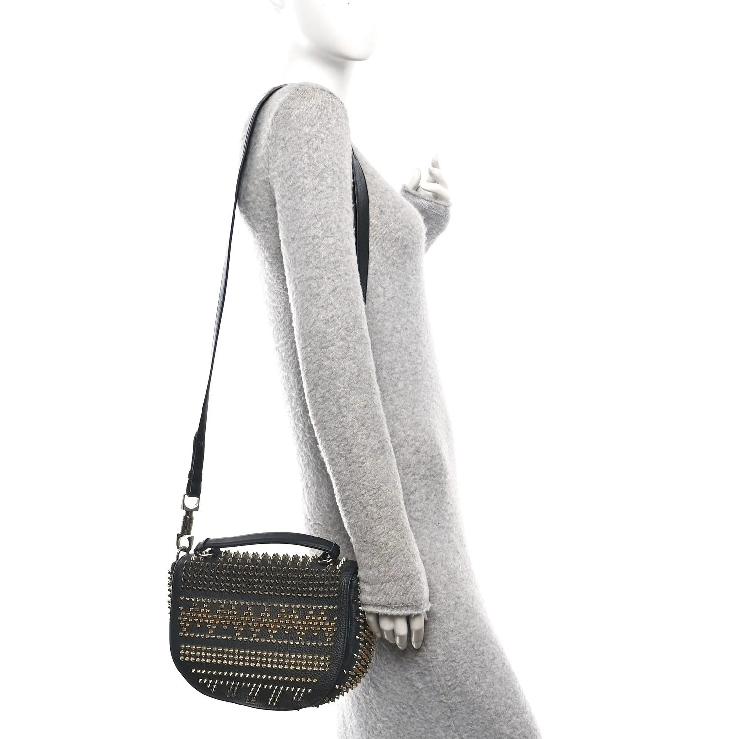 Calfskin Mix Chevron Spikes Panettone Messenger Black