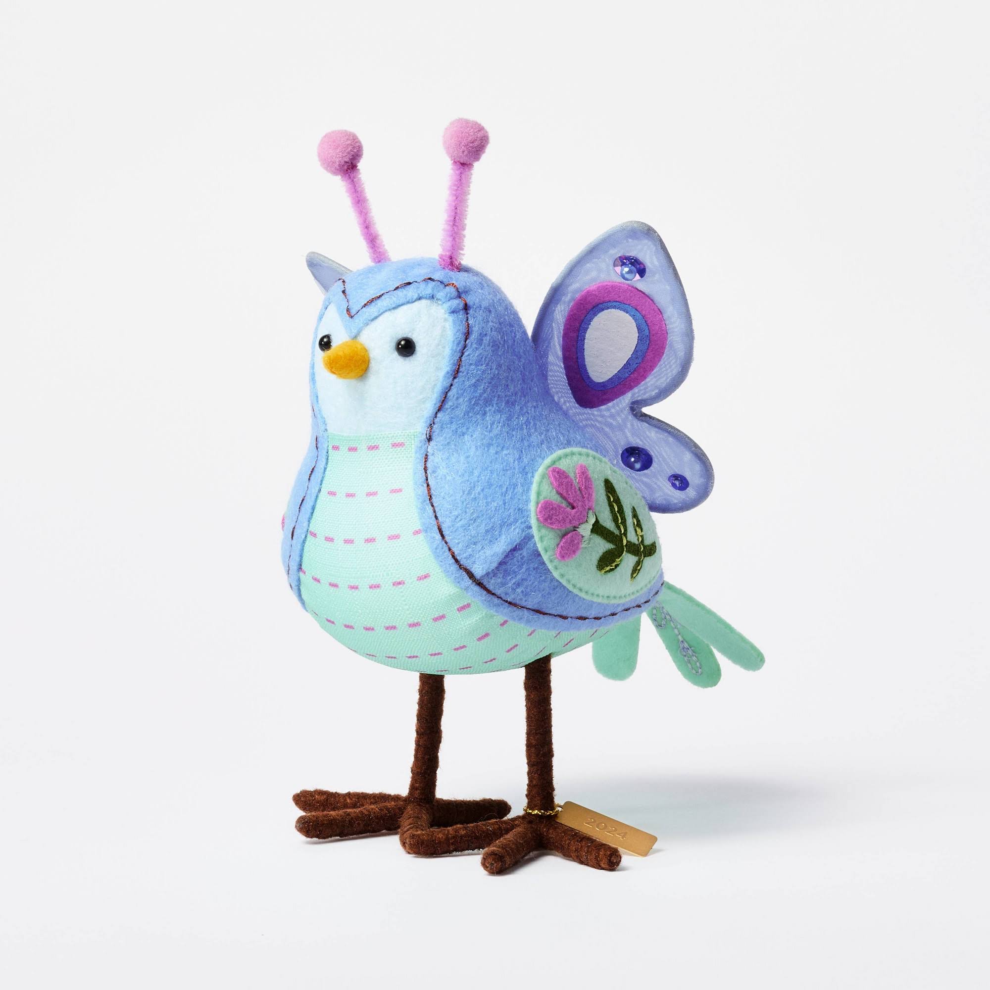 Featherly Friend Easter Fabric Bird Decor Blue Butterfly - Spritz