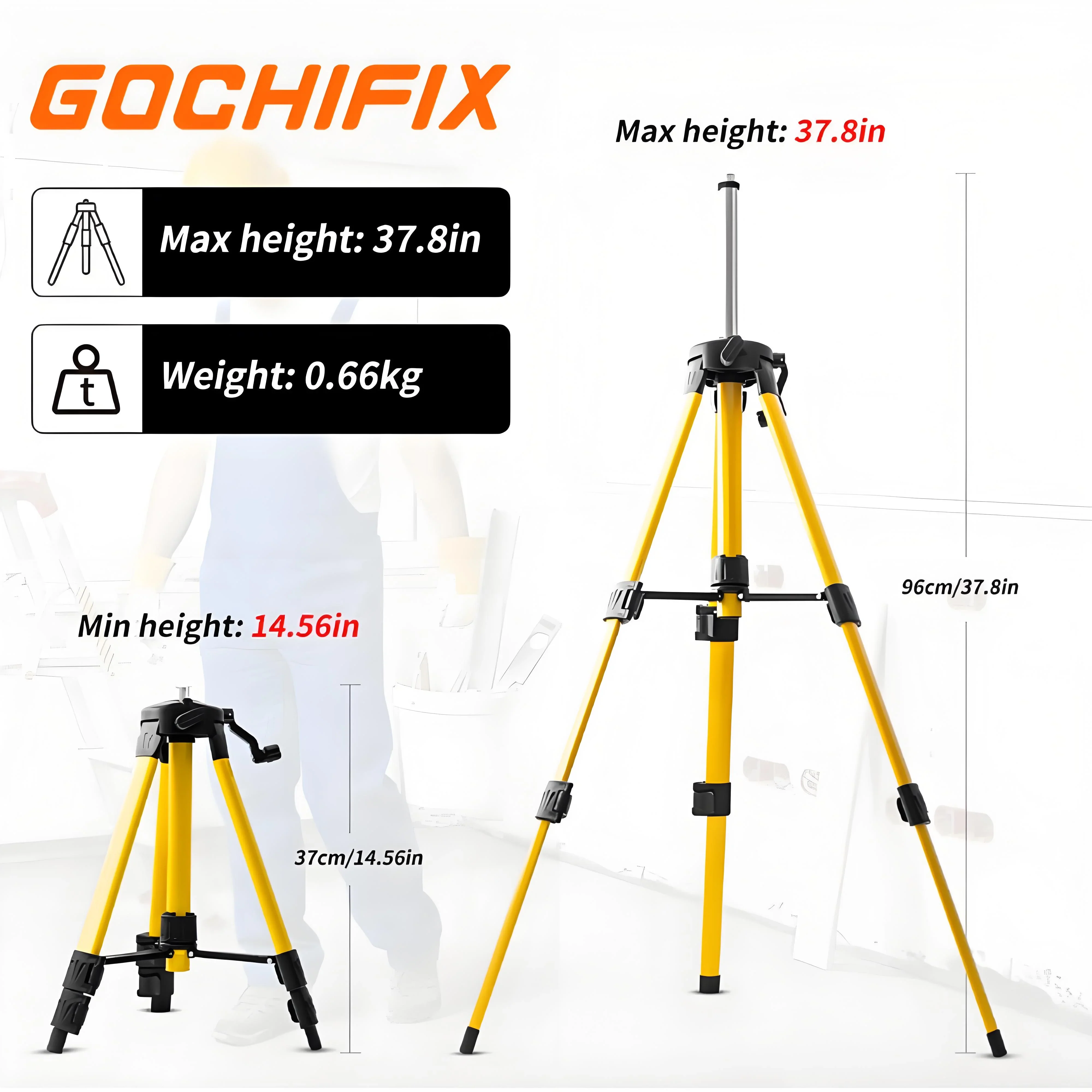Laser Level,GOCHIFIX 16 Lines 4x360�� Green Cross Laser Level Self Leveling with Tripod,Rotating Bracket,Remote Control,Lifting Platform,Rechargeable Battery and Storage Box