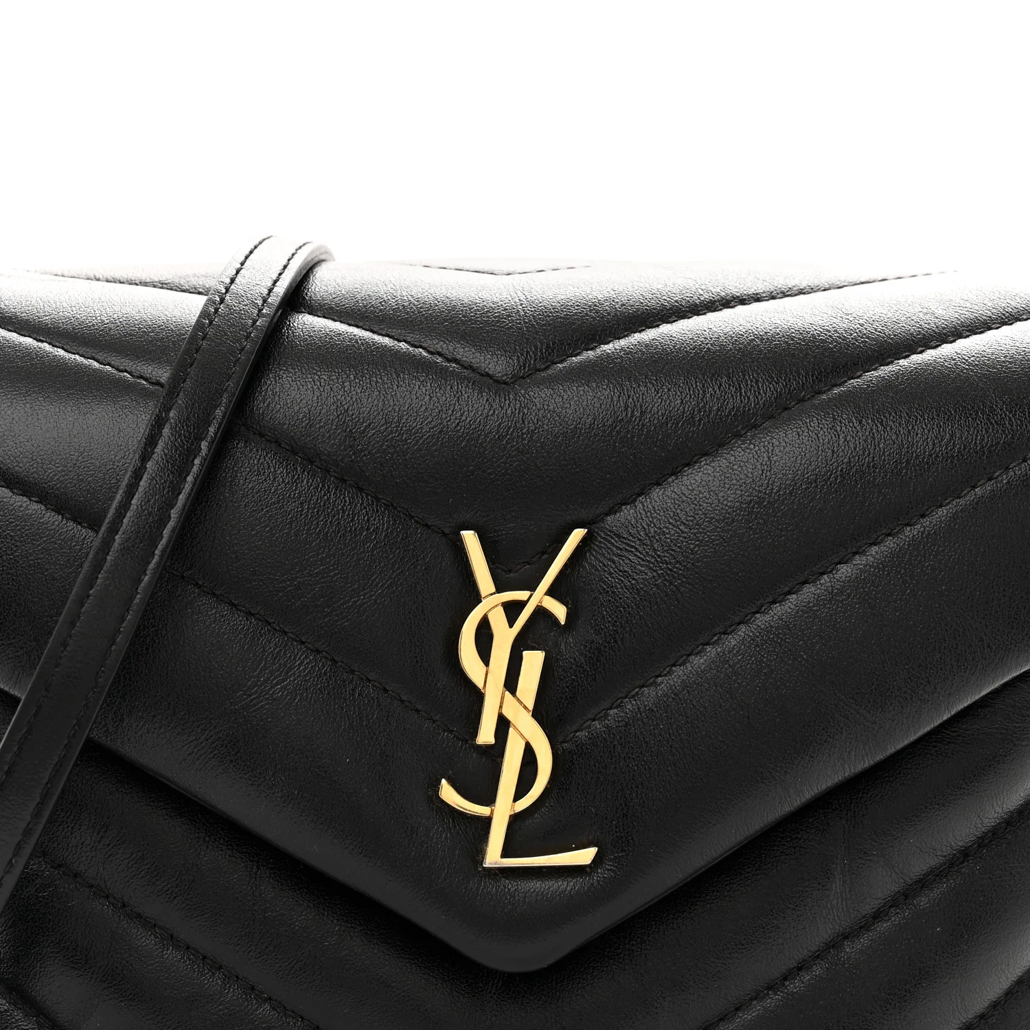 Calfskin Y Quilted Monogram Toy Loulou Crossbody Bag Black