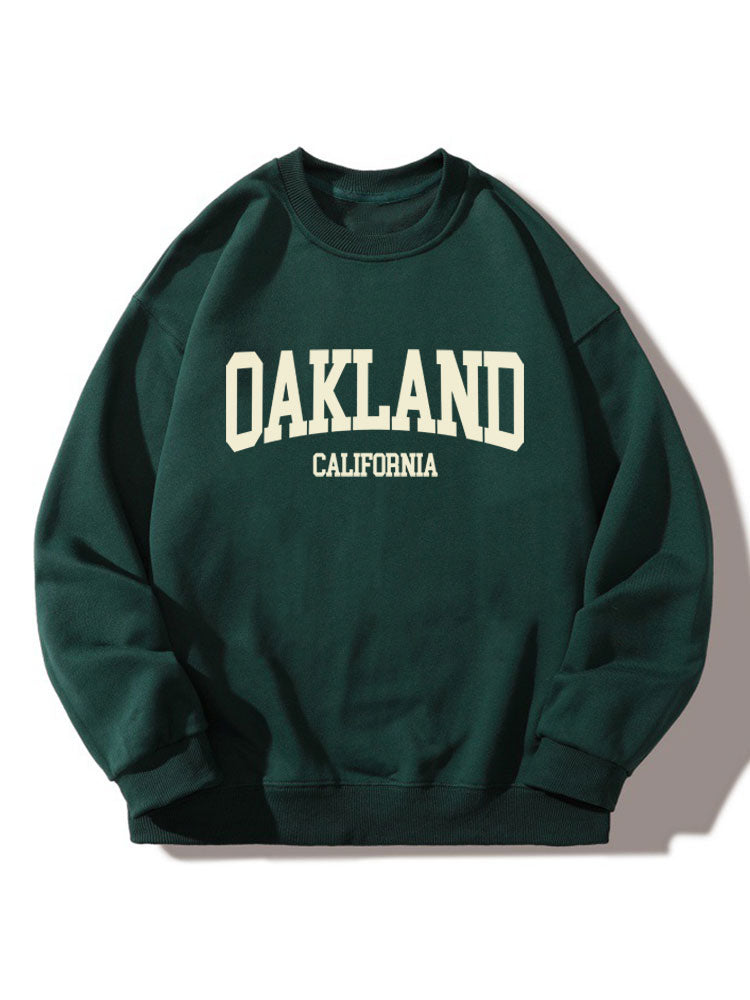 Sweat-shirt décontracté à col rond imprimé Oakland