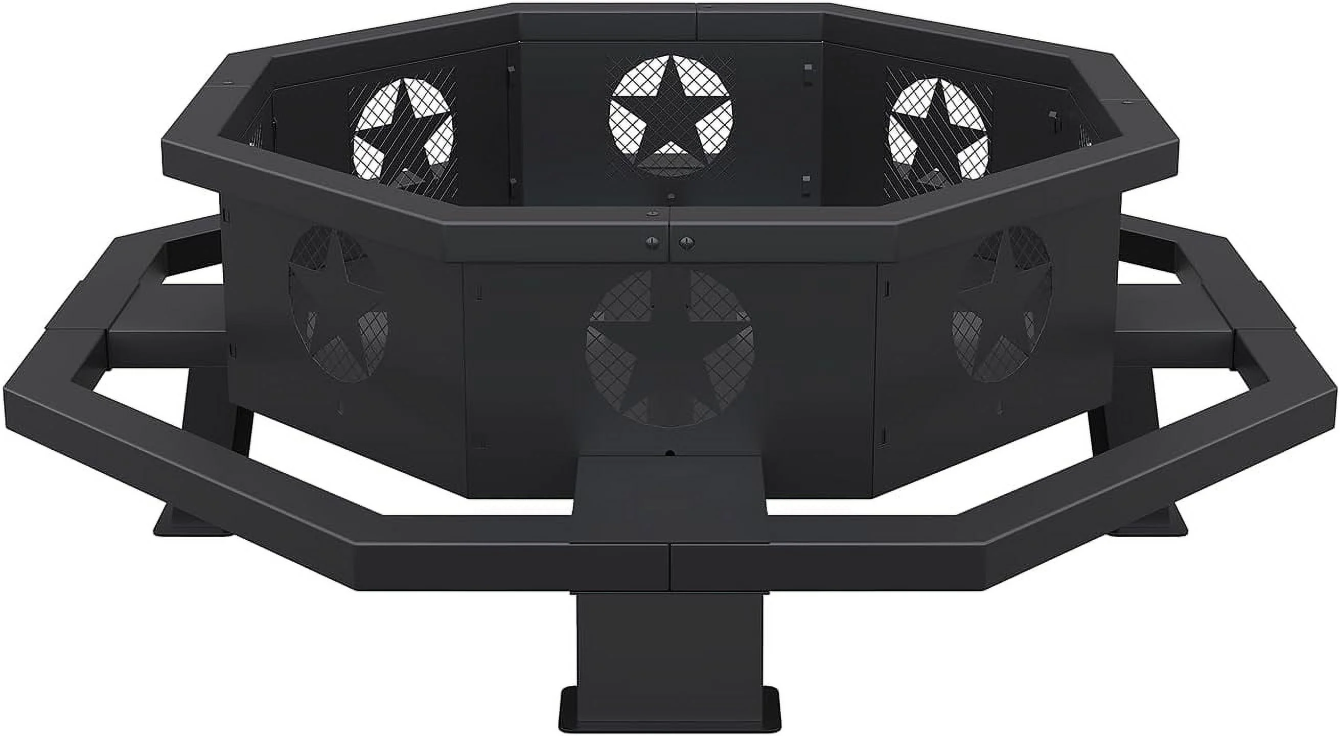 45 inch Extra Large Fire Pit, Outdoor Wood Burning Fire Pit for Outside Octagonal Heavy Duty Firepit for Camping, Backyard, Patio, Black(45") - Image 10