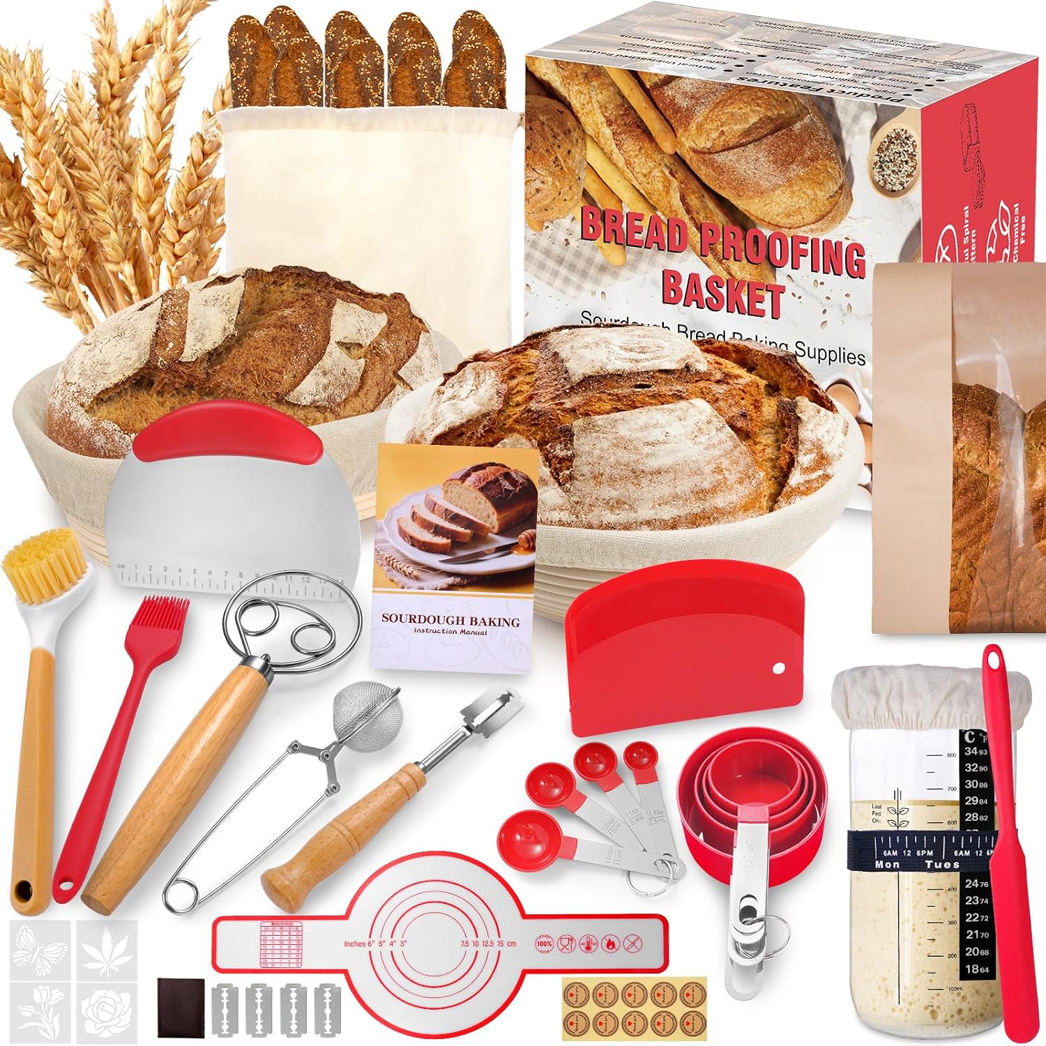 Sourdough Proofing Basket Gift Set, 9