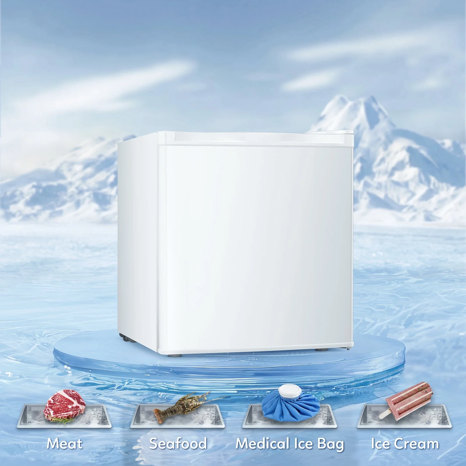 Upright Freezer, 1.2cu.ft Mini Freezer with Adjustable Thermostat Removable Shelves, Stand Up Freezer for Home/Office/Dorm, White(White) - Image 7