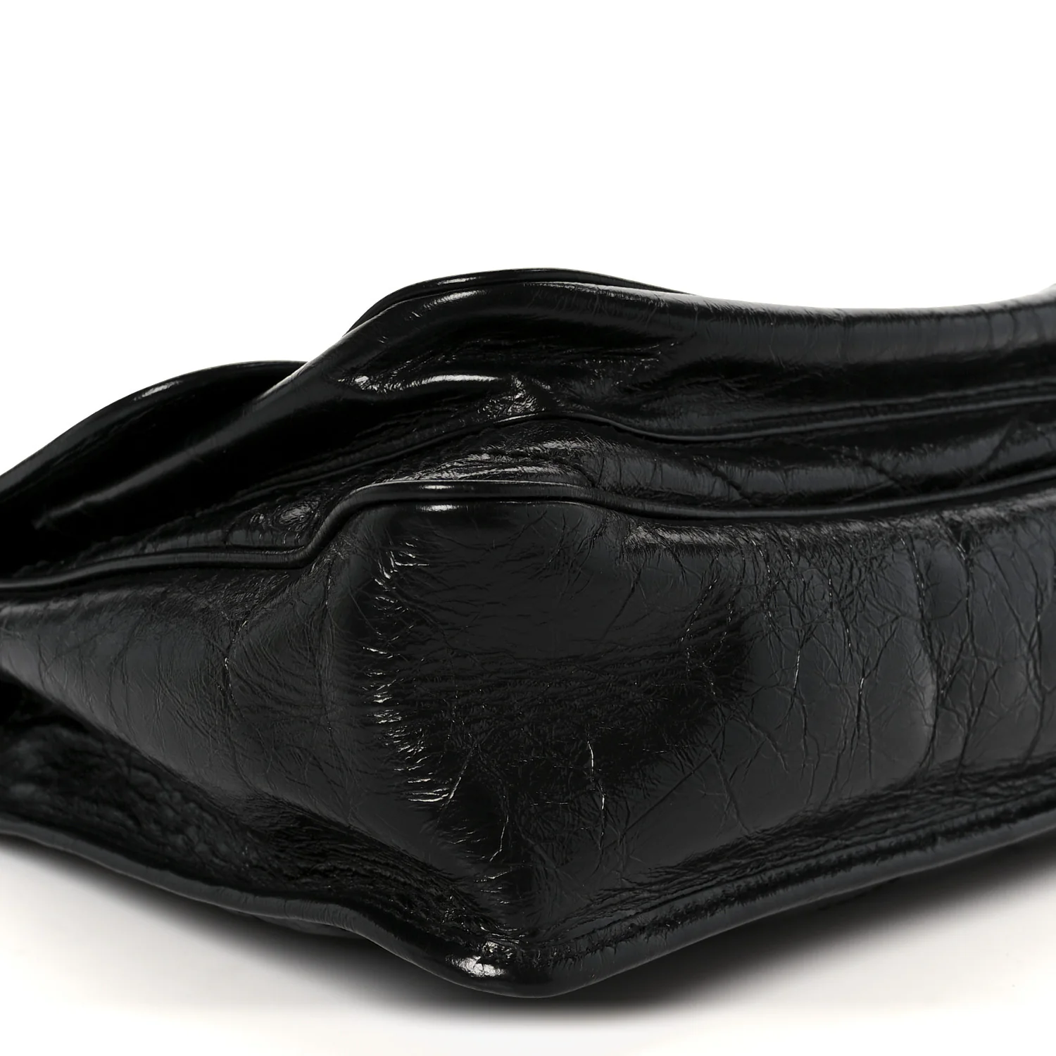 Crinkled Calfskin Matelasse Monogram Large Niki Chain Satchel Black