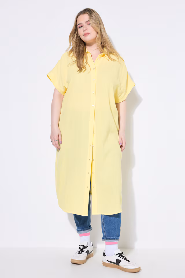 Muslin Cap Sleeve Button Down Shirt Dress