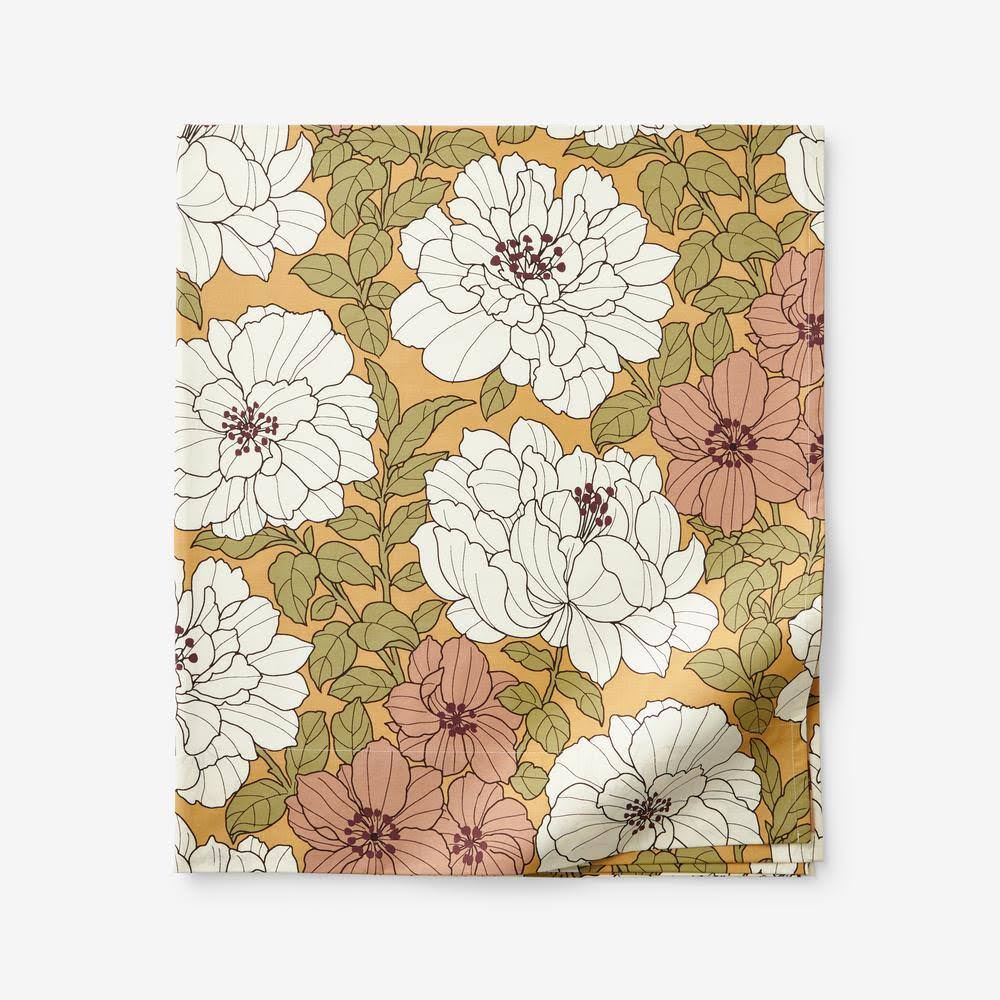 The Company Store Company Cotton Remi Floral Rust Cotton Percale King Flat Sheet, Red