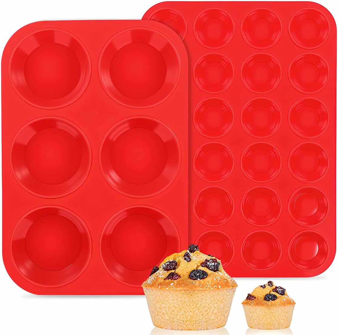 CAKETIME Silicone Muffin Pan Mini 24 Cups, 1 Pack Cupcake Pan, BPA Free