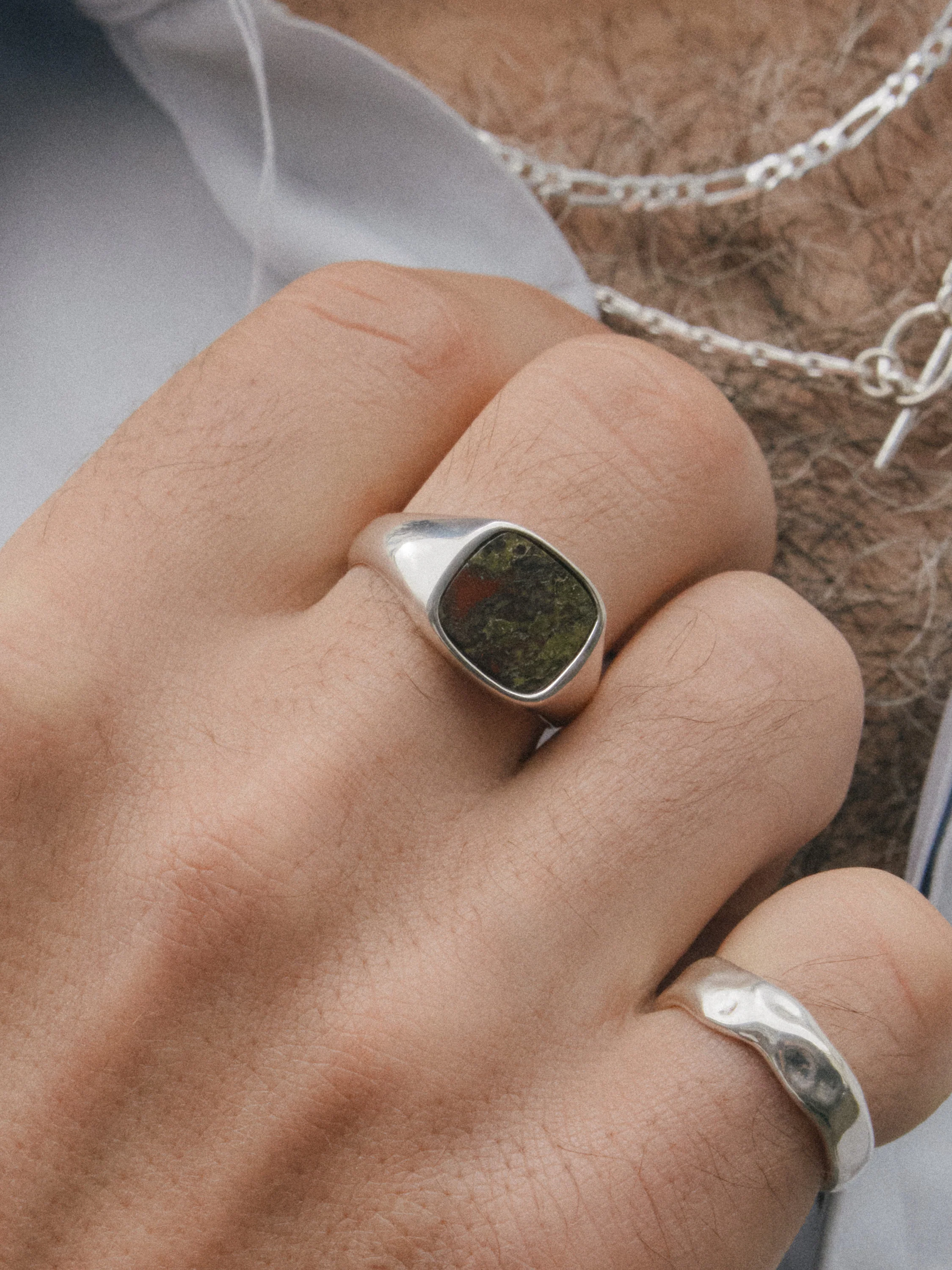 Jules Ring in Dragon Jasper and Sterling Silver