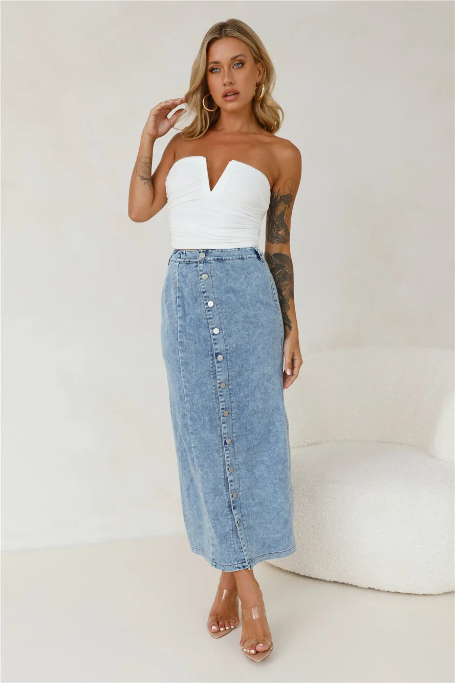 Yours Now Denim Midi Skirt Denim