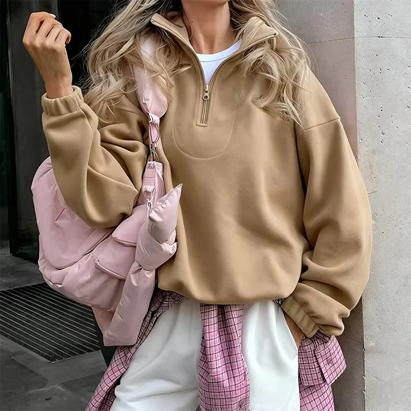 Sweat à capuche rose pâle pour femme
