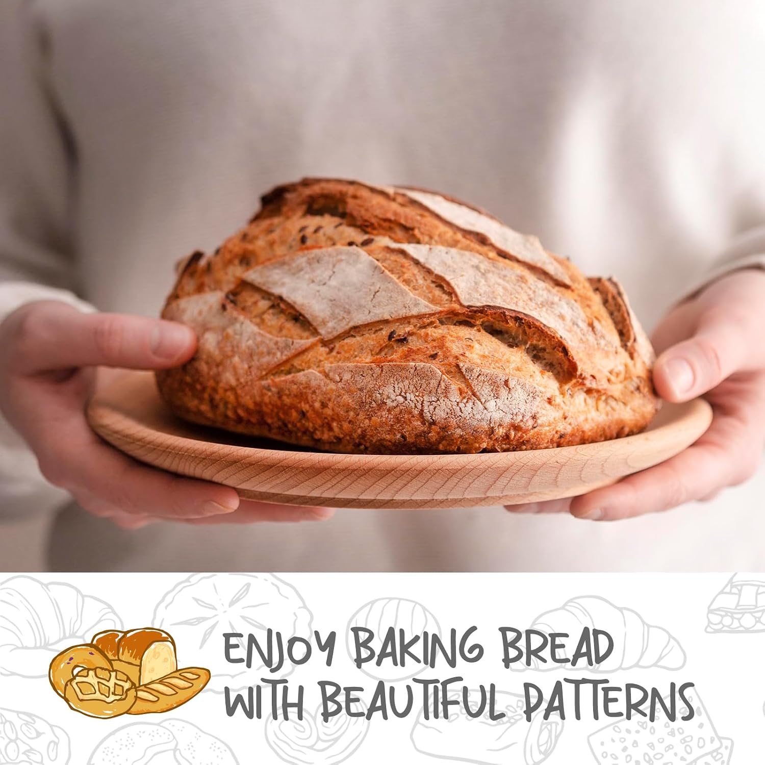 DOYOLLA Bread Proofing Baskets Set of 2 8.5 inch Round Dough Proofing Bowls and Liners Perfect Home Sourdough Bread Baking Supplies