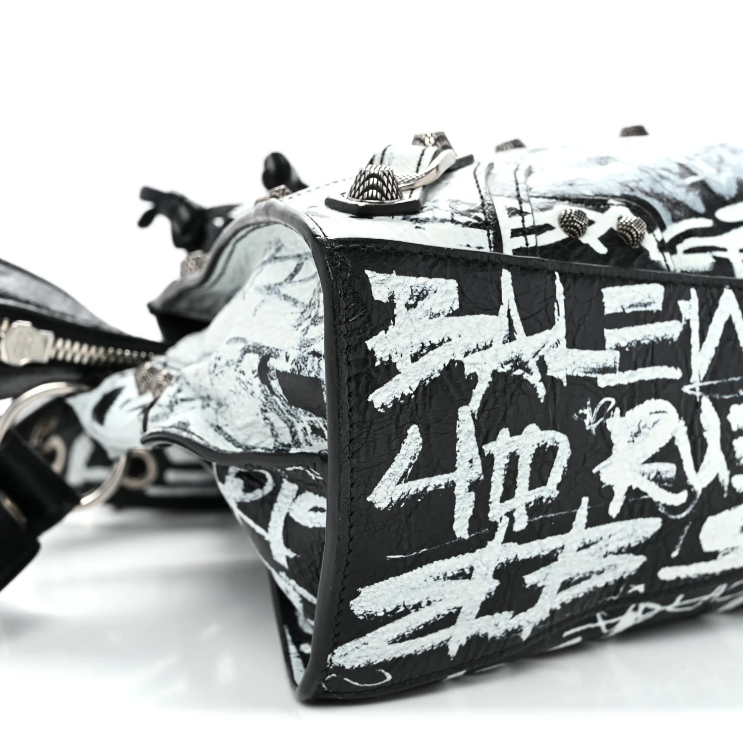 Agneau Arena Graffiti Neo Cagole Handbag XS Black White