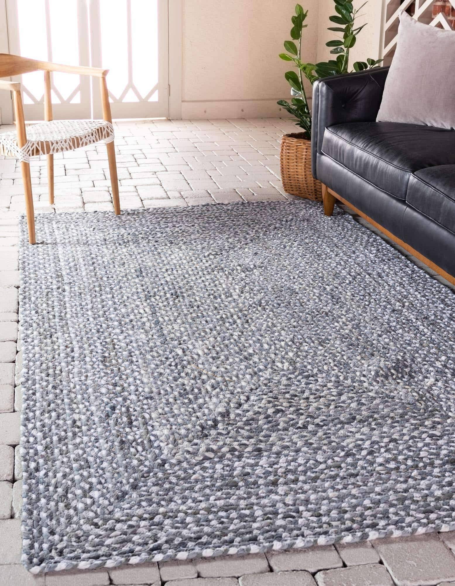 Unique Loom Braided Chindi Gray 8 ft. x 10 ft. Area Rug