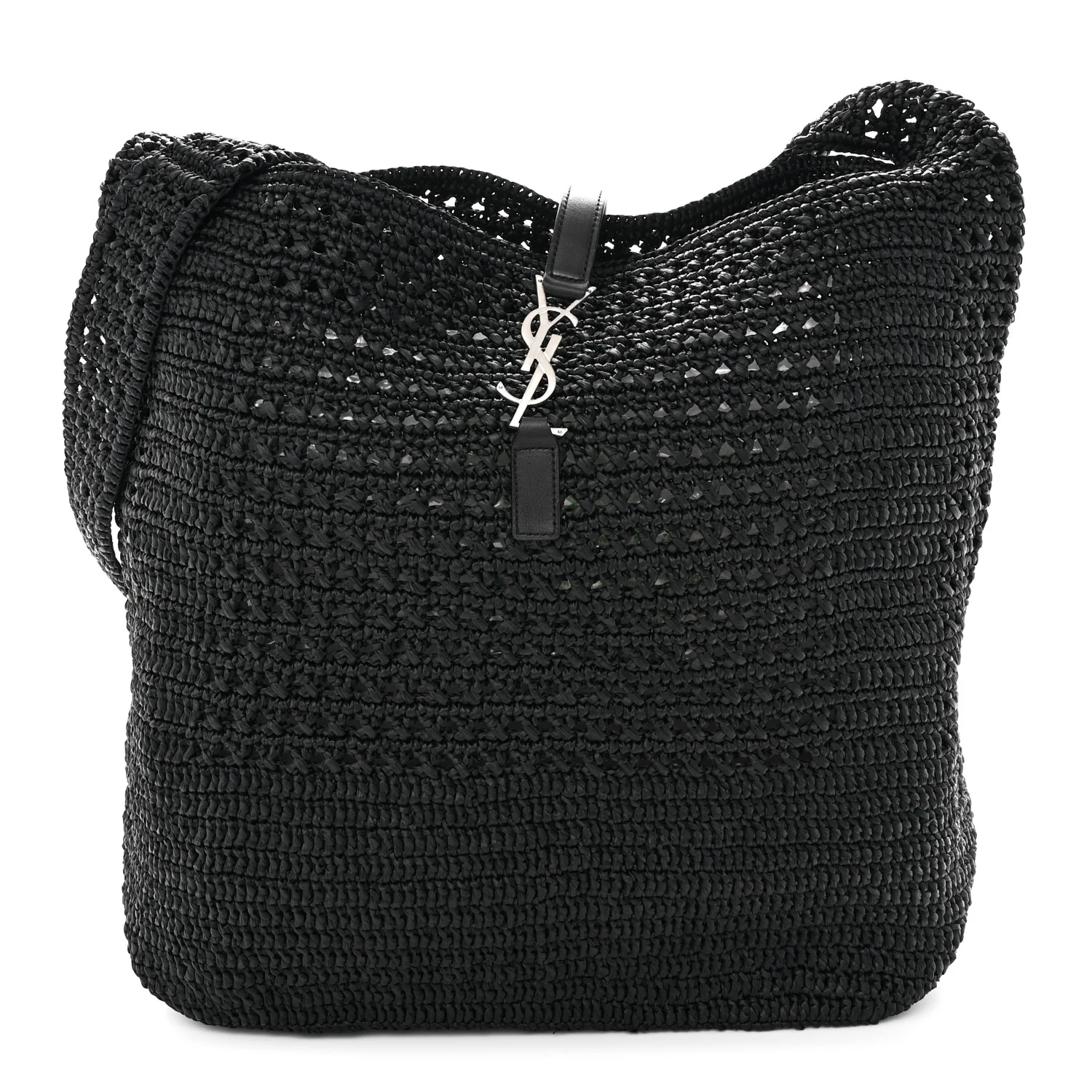 Raffia Monogram Le 5 A 7 Medium Tote Black