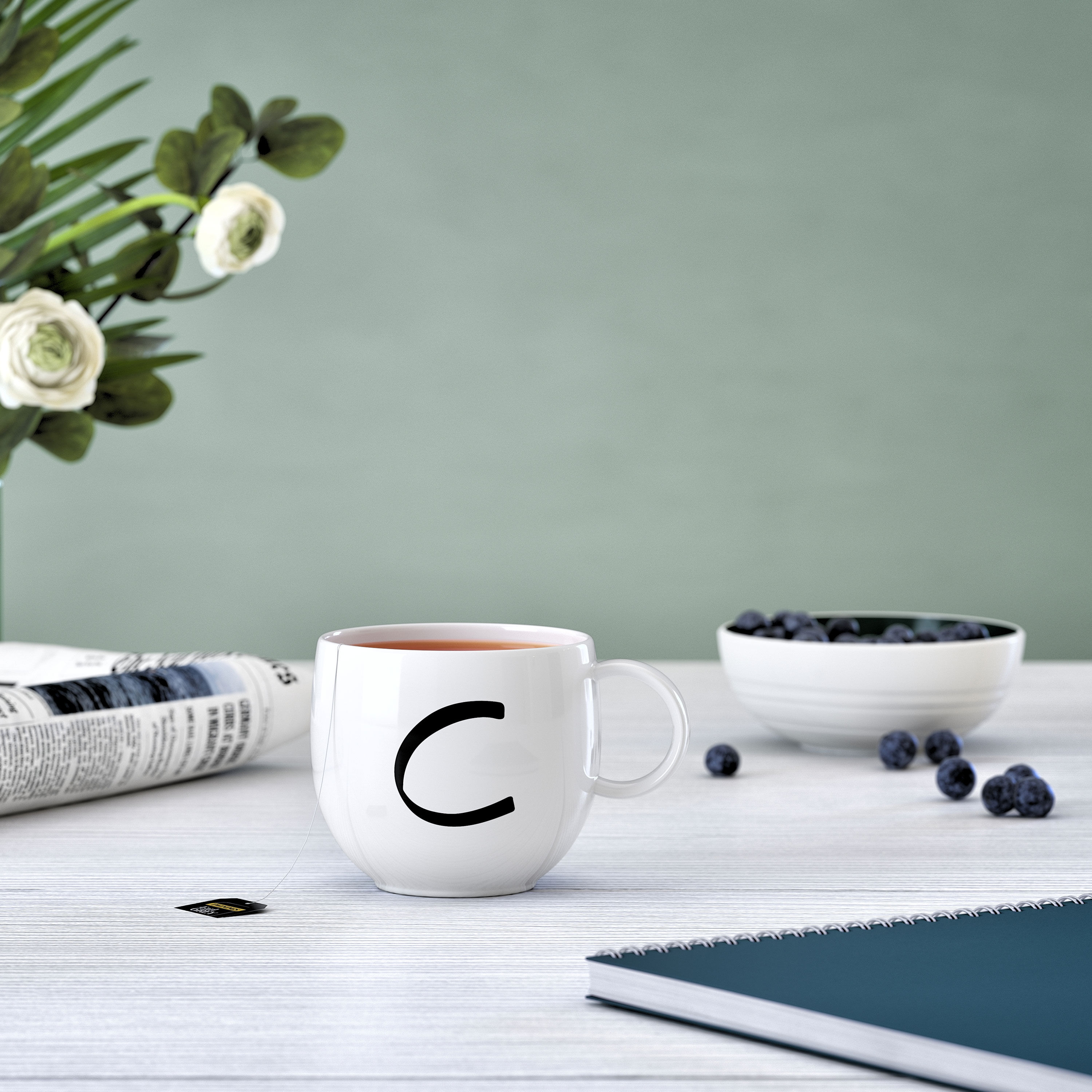 Letters Mug - White, 9.9 oz, Premium Porcelain