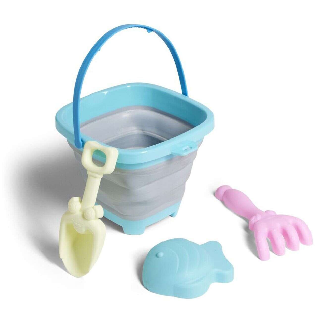 Seau de plage garni pliable 4 accessoires