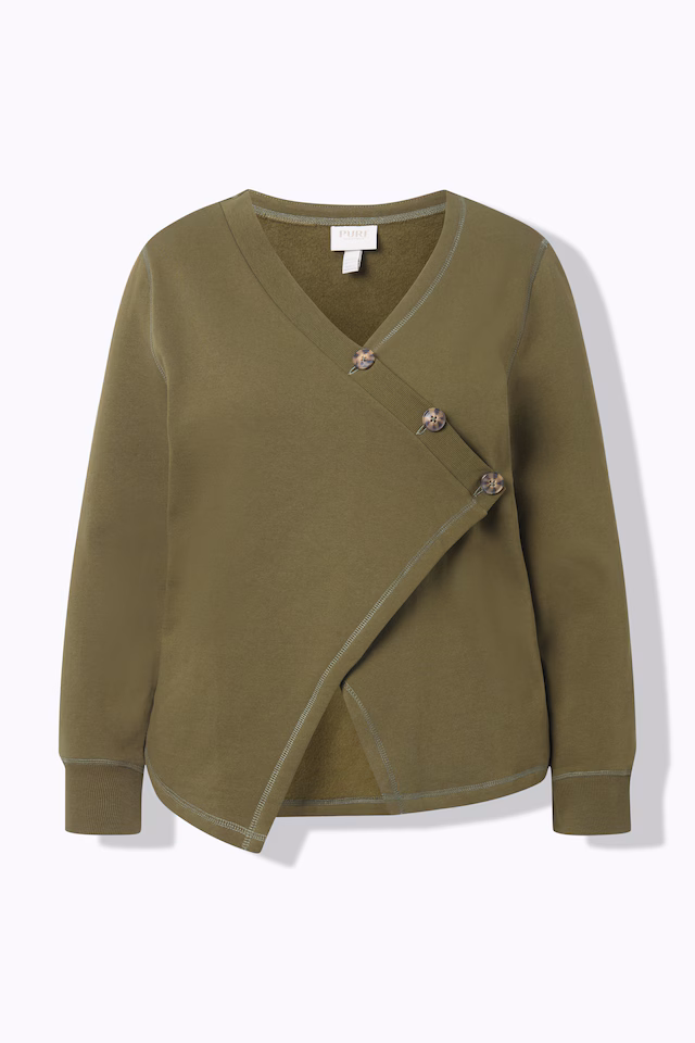 Eco Cotton Asymmetric Wrap Look Sweatshirt