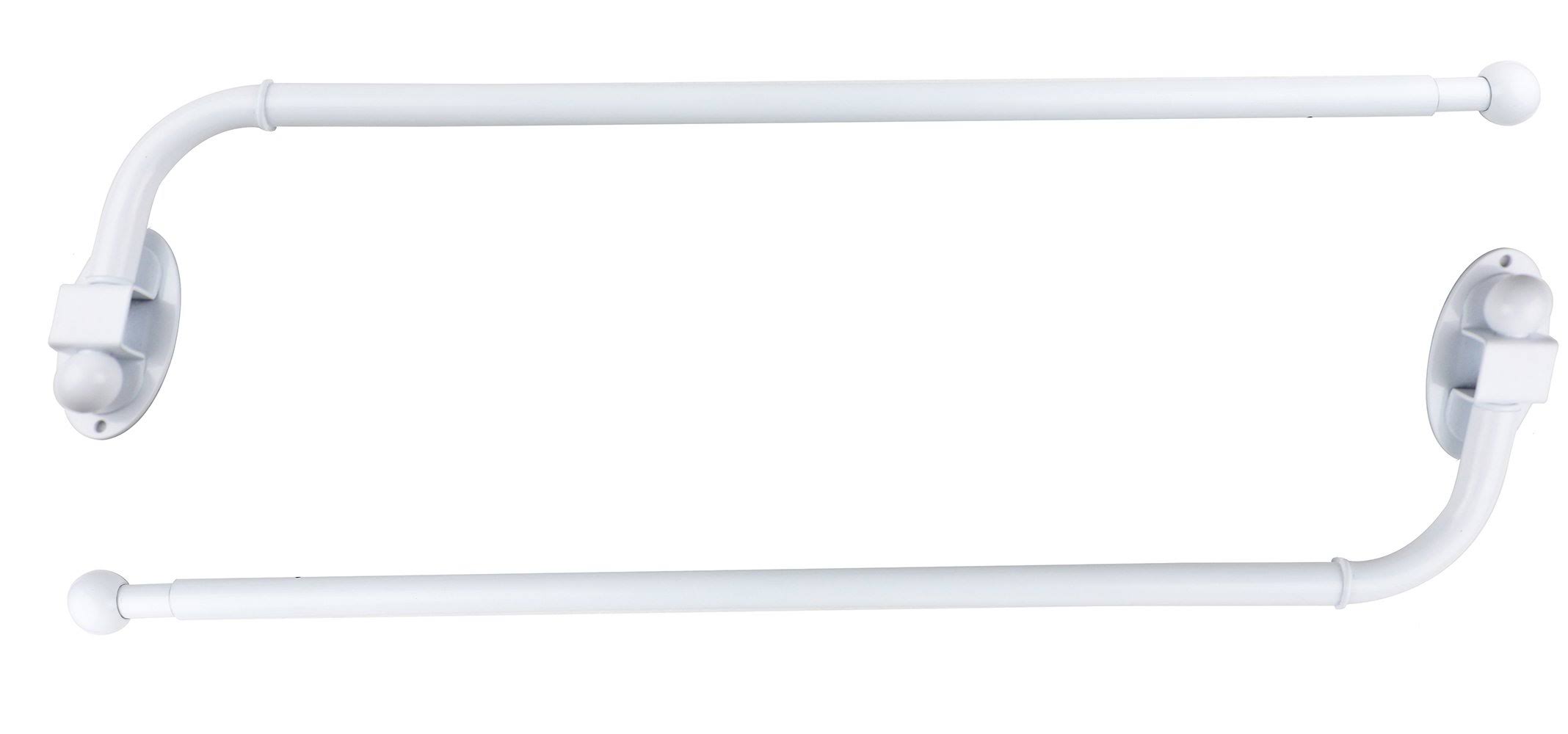 Urbanest Swing Arm Rods, 3/4 inch, 24 inch-38 inch, Glossy White, Set of 2