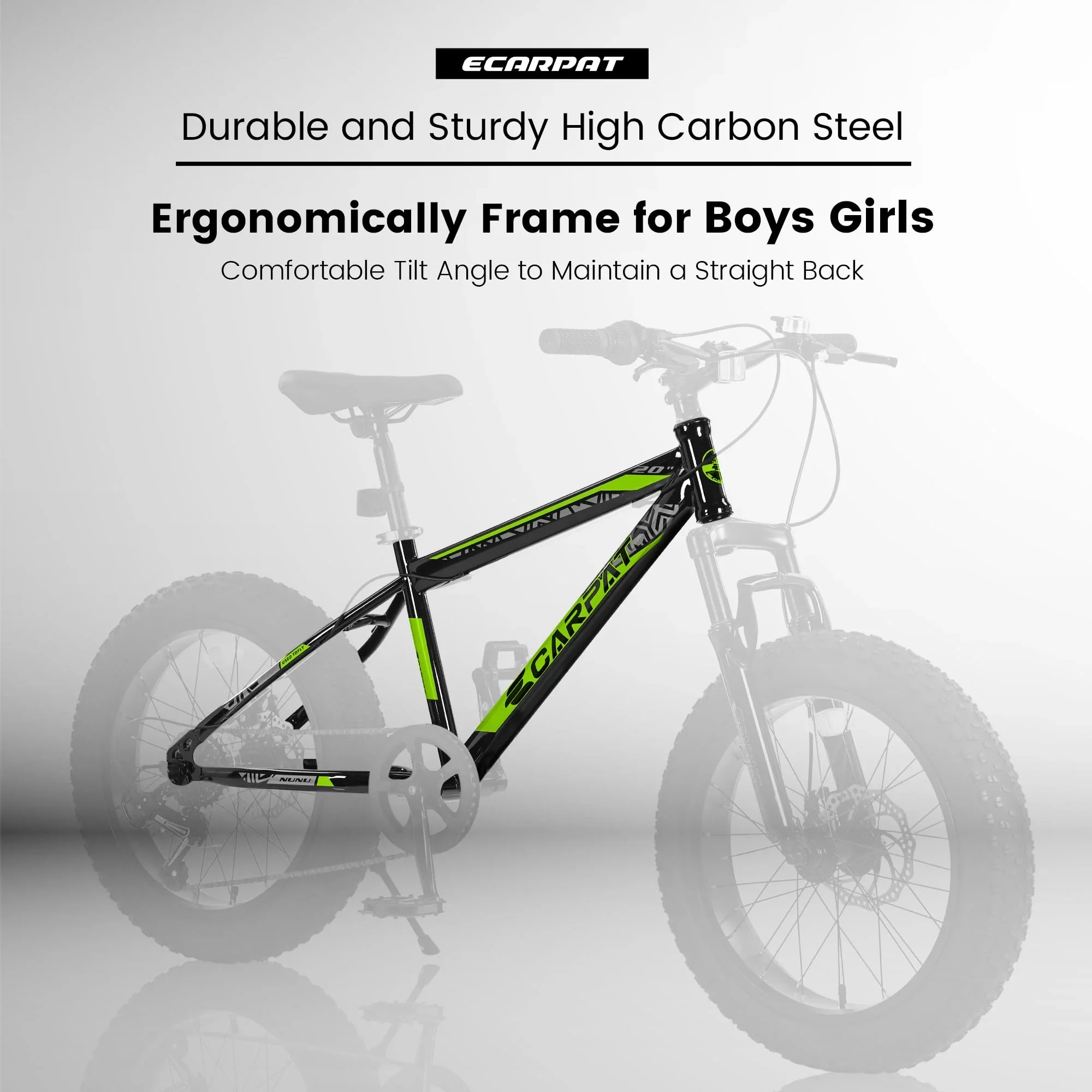 UPANBIKE 20 Inch Fat Tire Mountain Bike 4'' Wide Wheels 7-Speed Dual Disc Brakes High Carbon Steel Frame Front Suspension Snow Beach Trail Bike for Men & Women