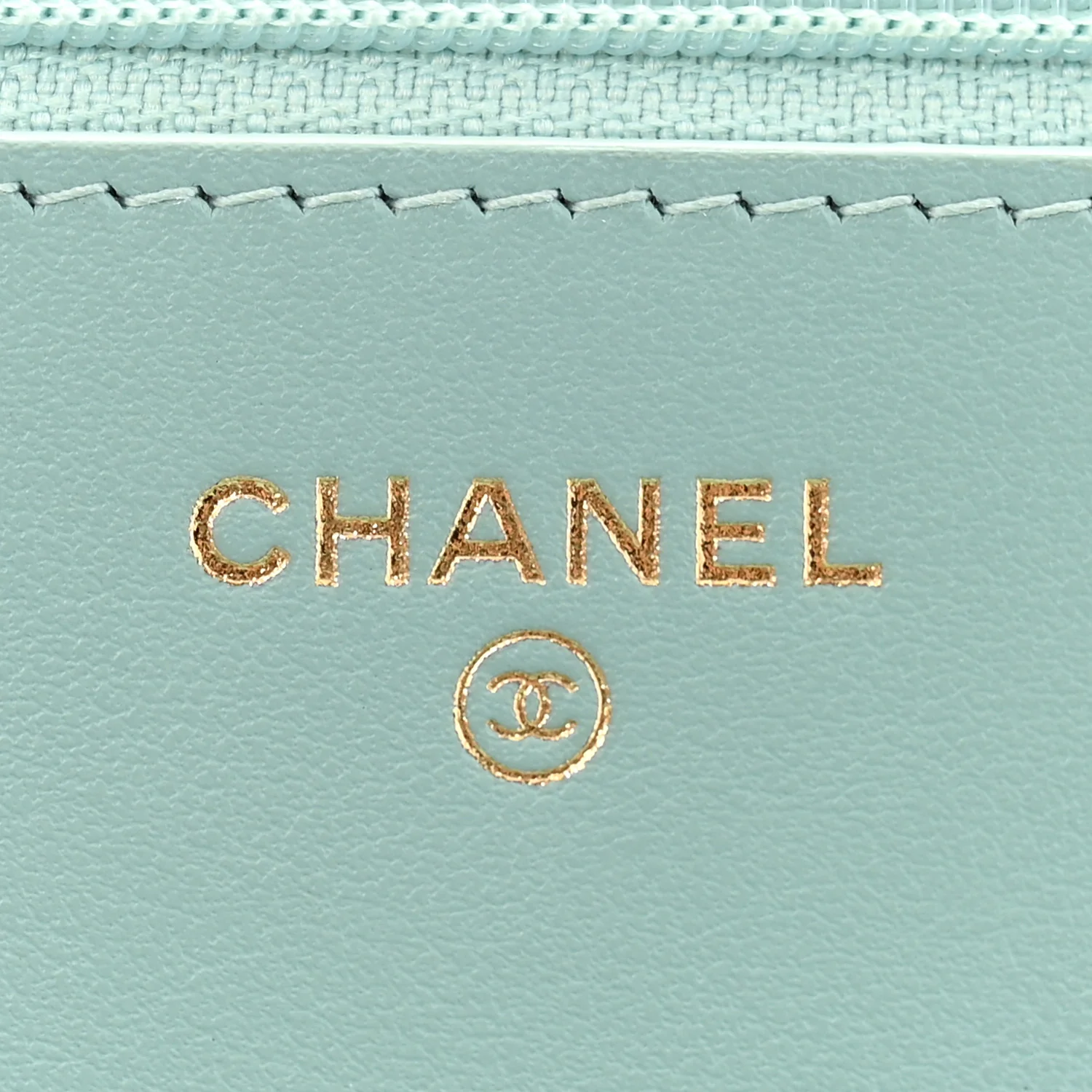 Caviar Quilted Boy Wallet On Chain WOC Light Blue
