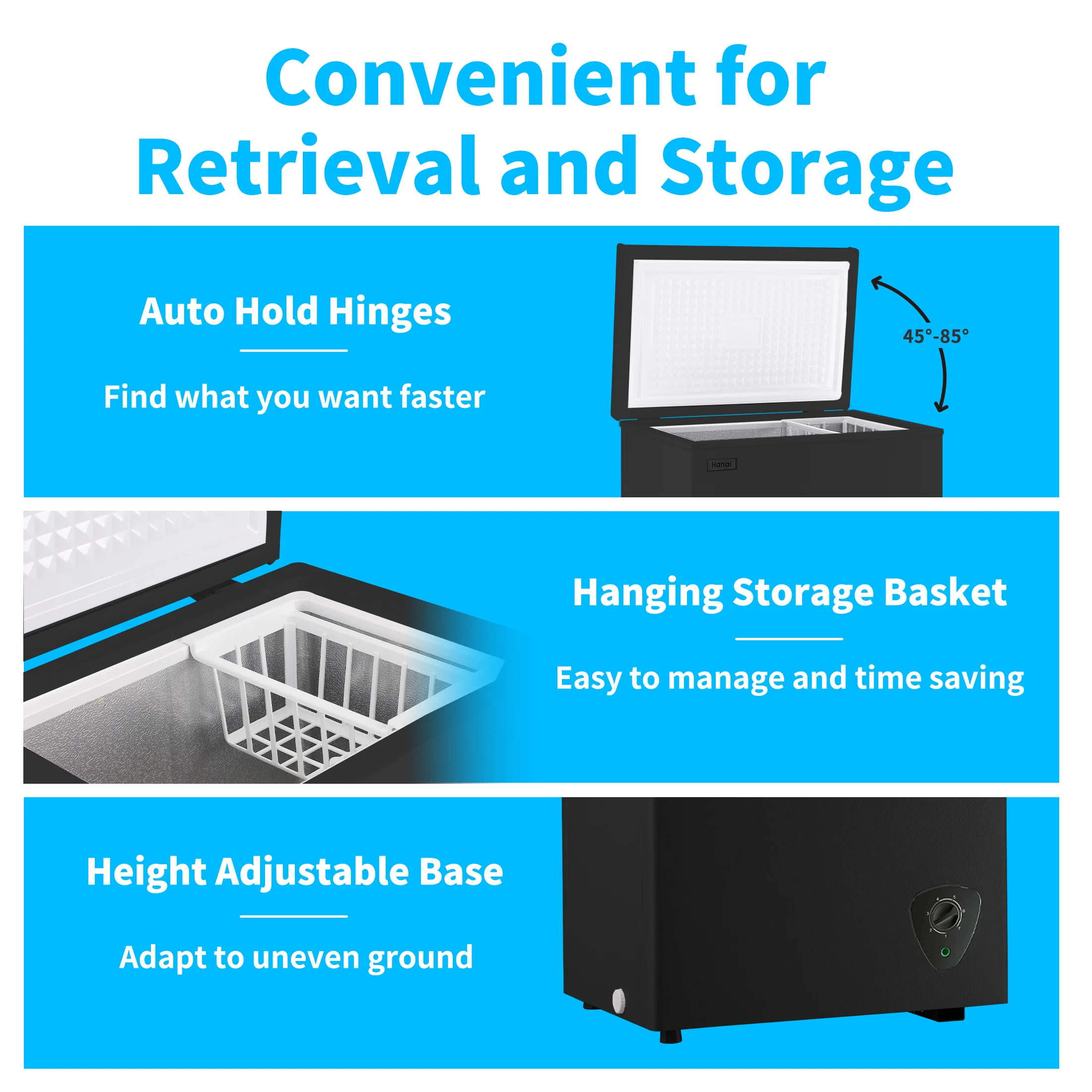 3.5 Cu.ft Freezer, Chest Freezer, Deep Freezer with Top Open Door - Image 6