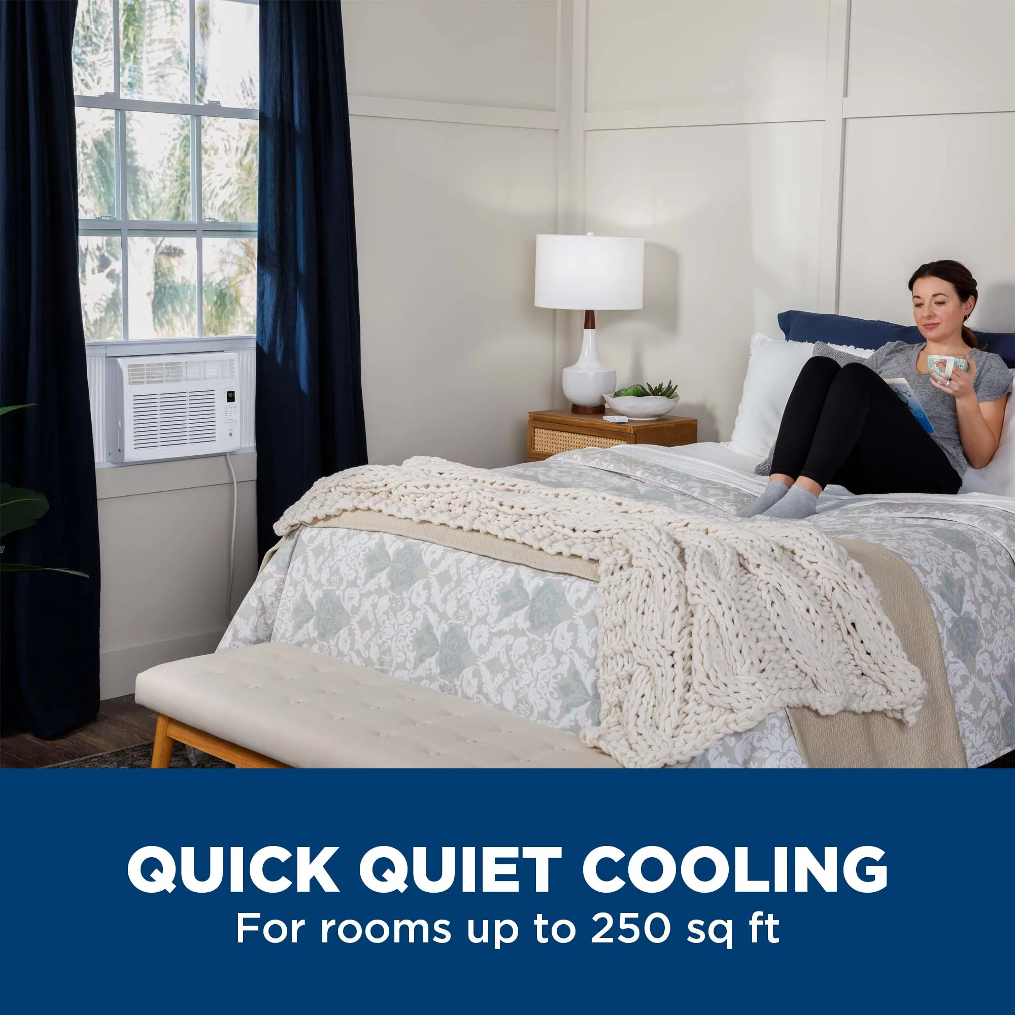 GE 6.000 BTU Window Air Conditioner. Cools up to 250 Sq ft. Easy Install Kit &amp; Remote Included. 115V - MadeInUSA