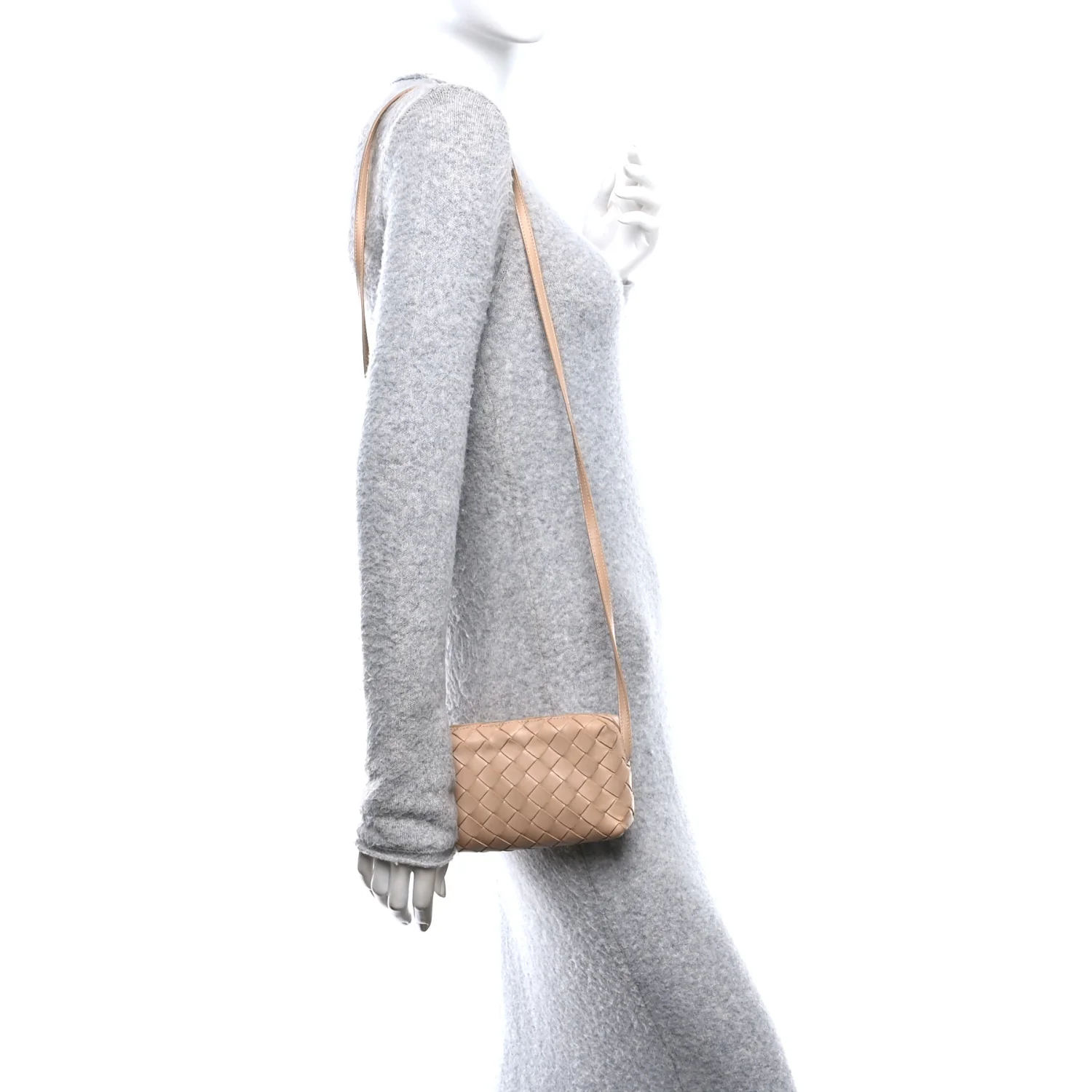 Nappa Intrecciato Nodini Mini Crossbody Almond