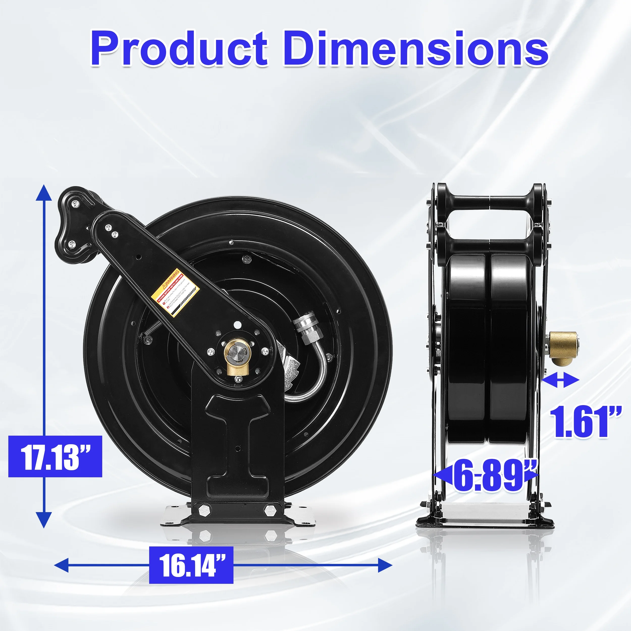 Auto - Retractable Pressure Washer Hose Reel, 50FT x 3/8