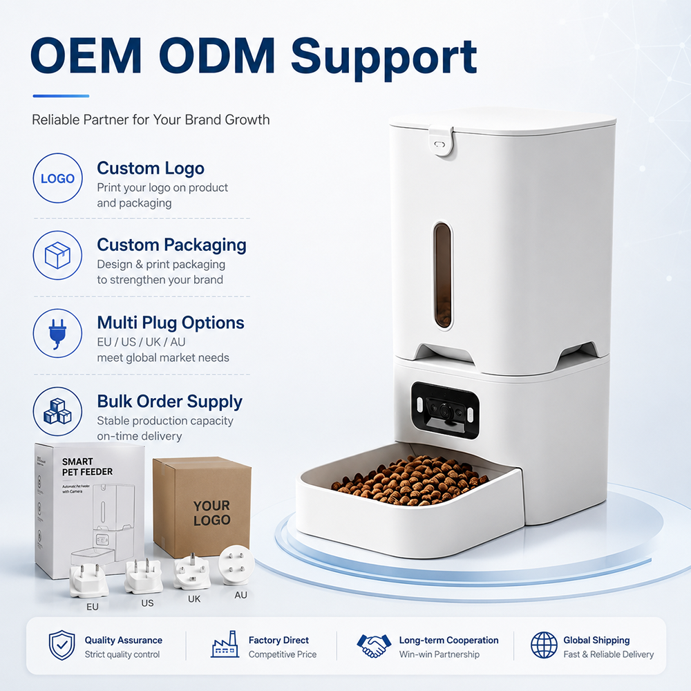 White Modern Portable Smart Pet Feeder Automatic Cat/Dog Food Dispenser Large Capacity Visible Grain Window Timed Feeding