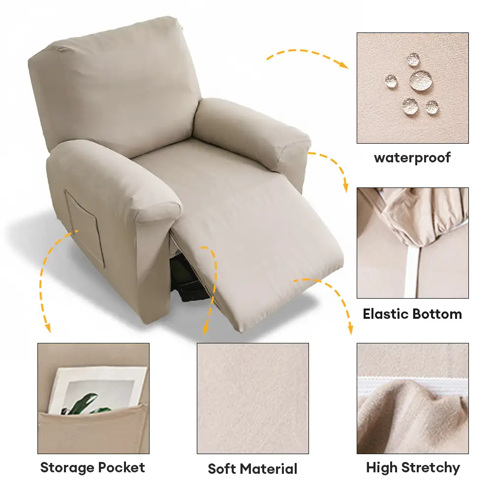 Water-Repellent Scratch-Resistant Elastic Full-Coverage Recliner Couch Cover