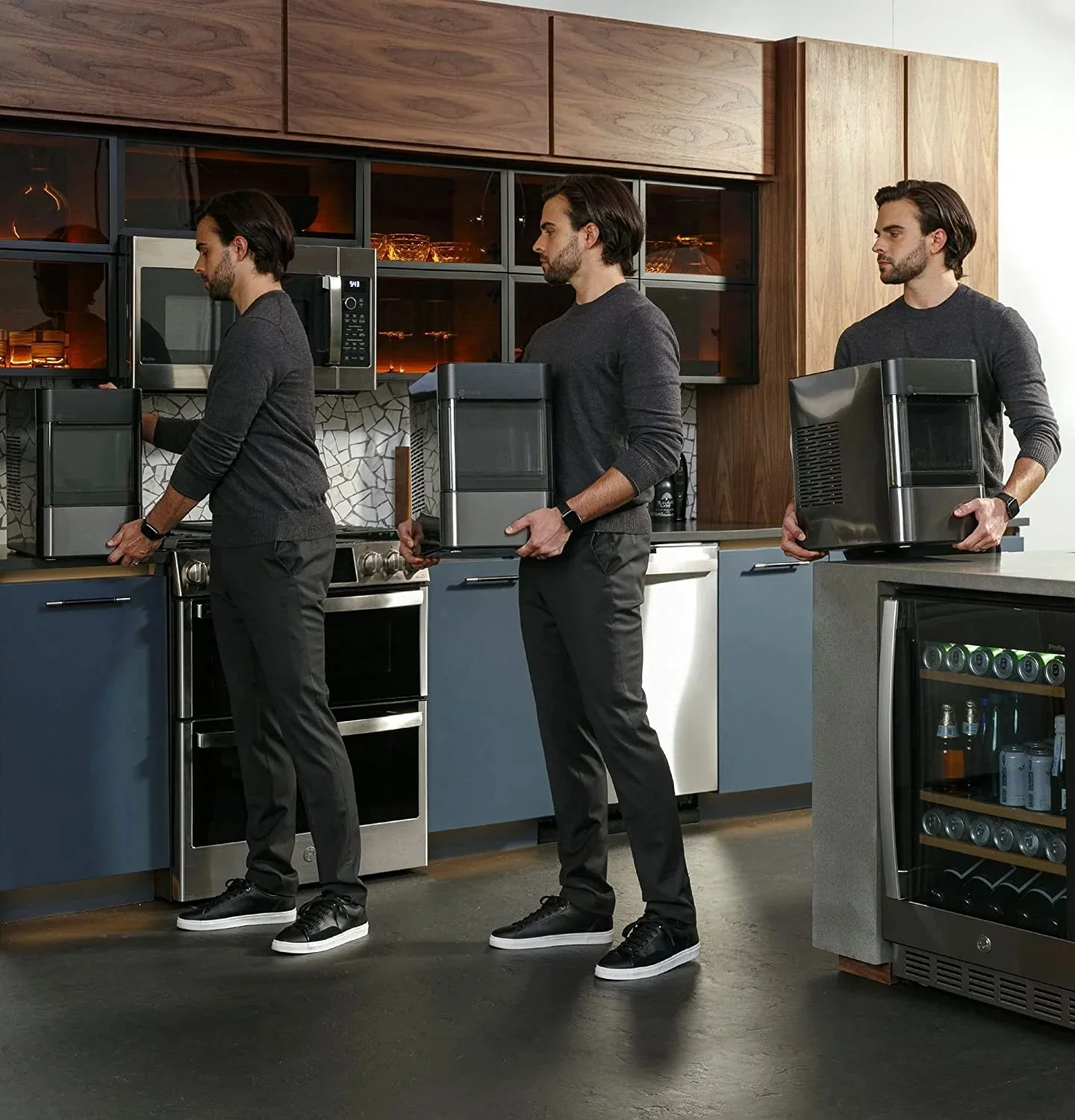 2.0 Countertop Nugget Ice Maker | Ice Machine with Wifi Connectivity | Smart Home Kitchen Essentials | Black Stainless