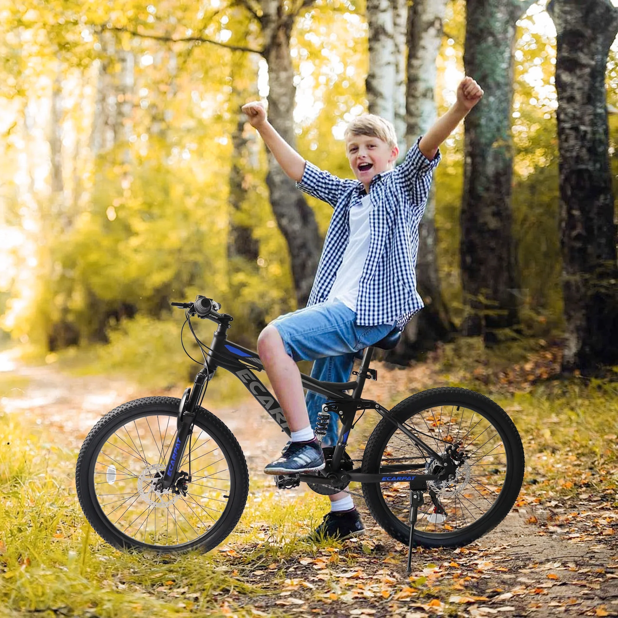 27.5 Inch Mountain Bike , Dual Full Suspension 21-Speed Disc Brakes Thumb Shifter,Carbon Steel Frame Mountain Bike, Mens Womens Trail Commuter City Bicycles