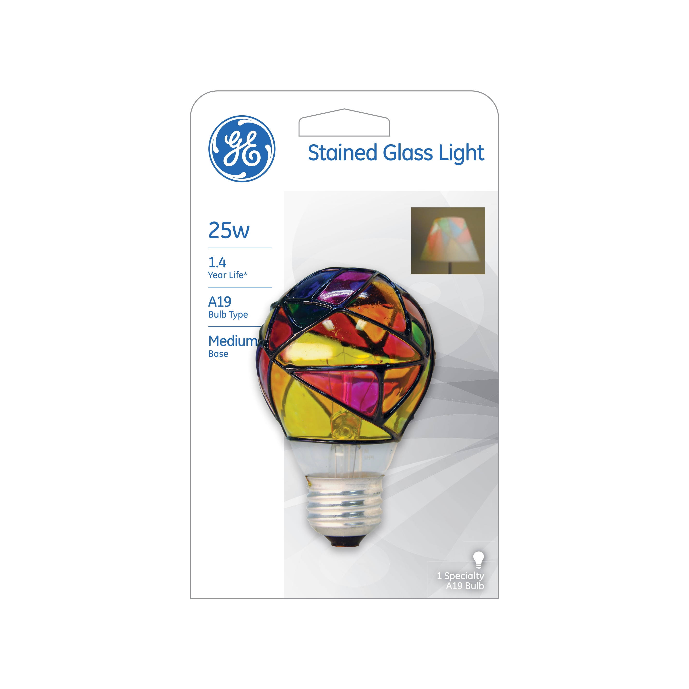 Ge Light Bulb, Stained Glass Light, 25 Watts