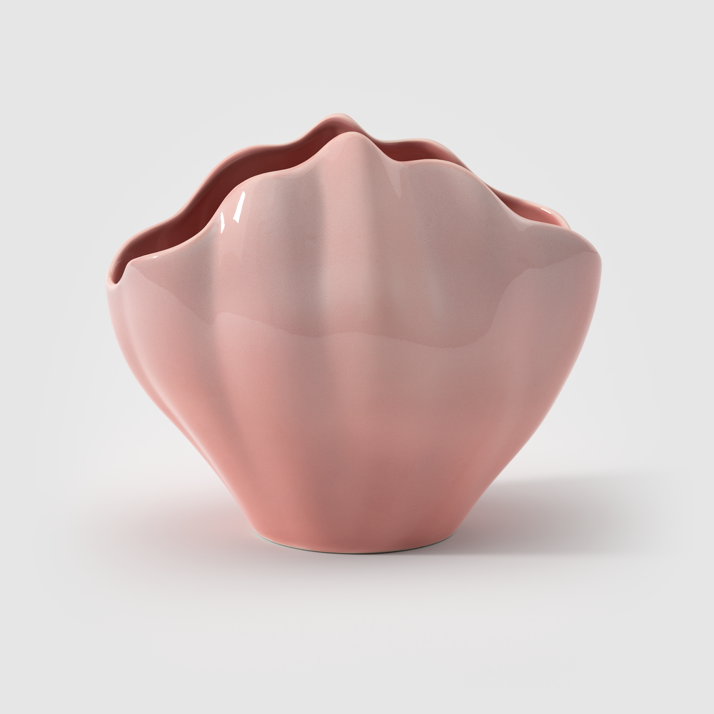 Perlemor Vase - Pink, 10.9'' x 7.7'' x 9.2'', stoneware