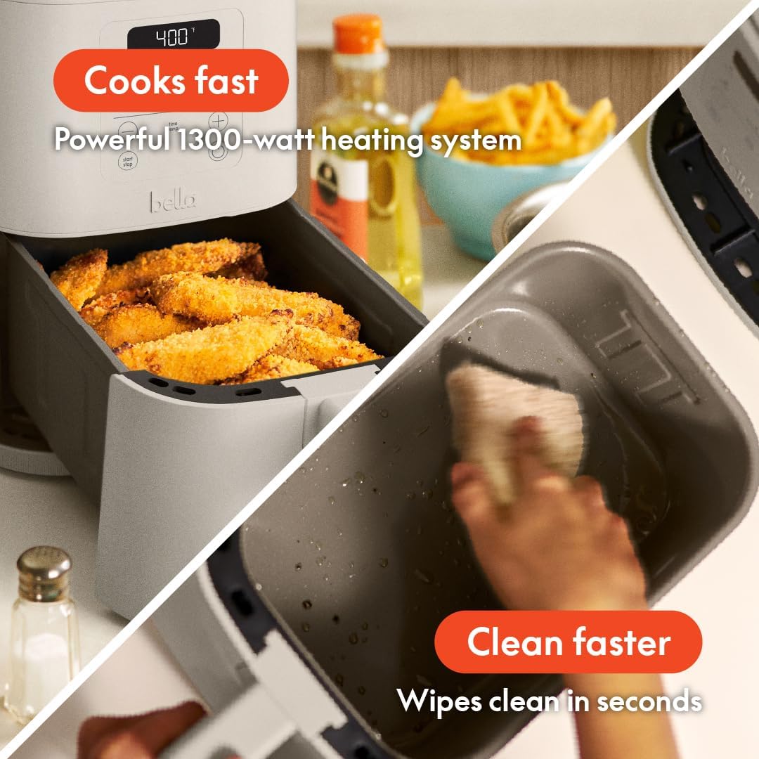 Bella Fits-anywhere™ Slim 4qt Air Fryer, Non-Toxic Coating, Oatmilk