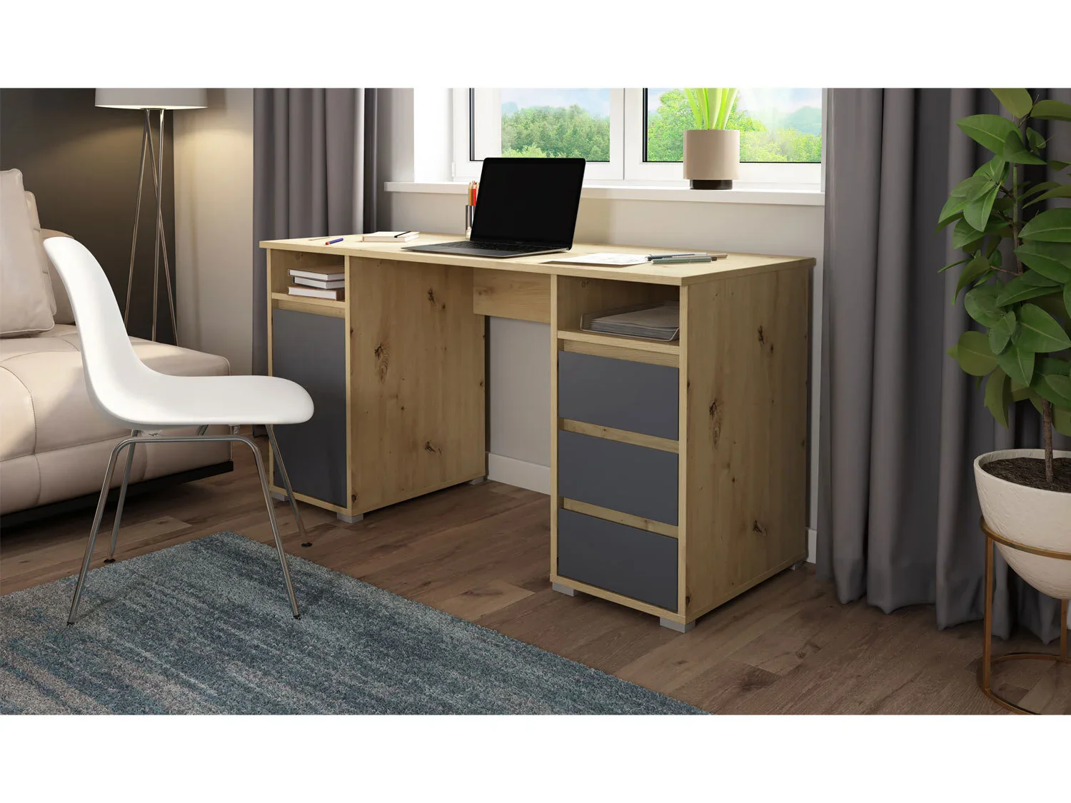 byLIVING Bureau Lobo, avec rangements, 138 x 75 x 55 cm