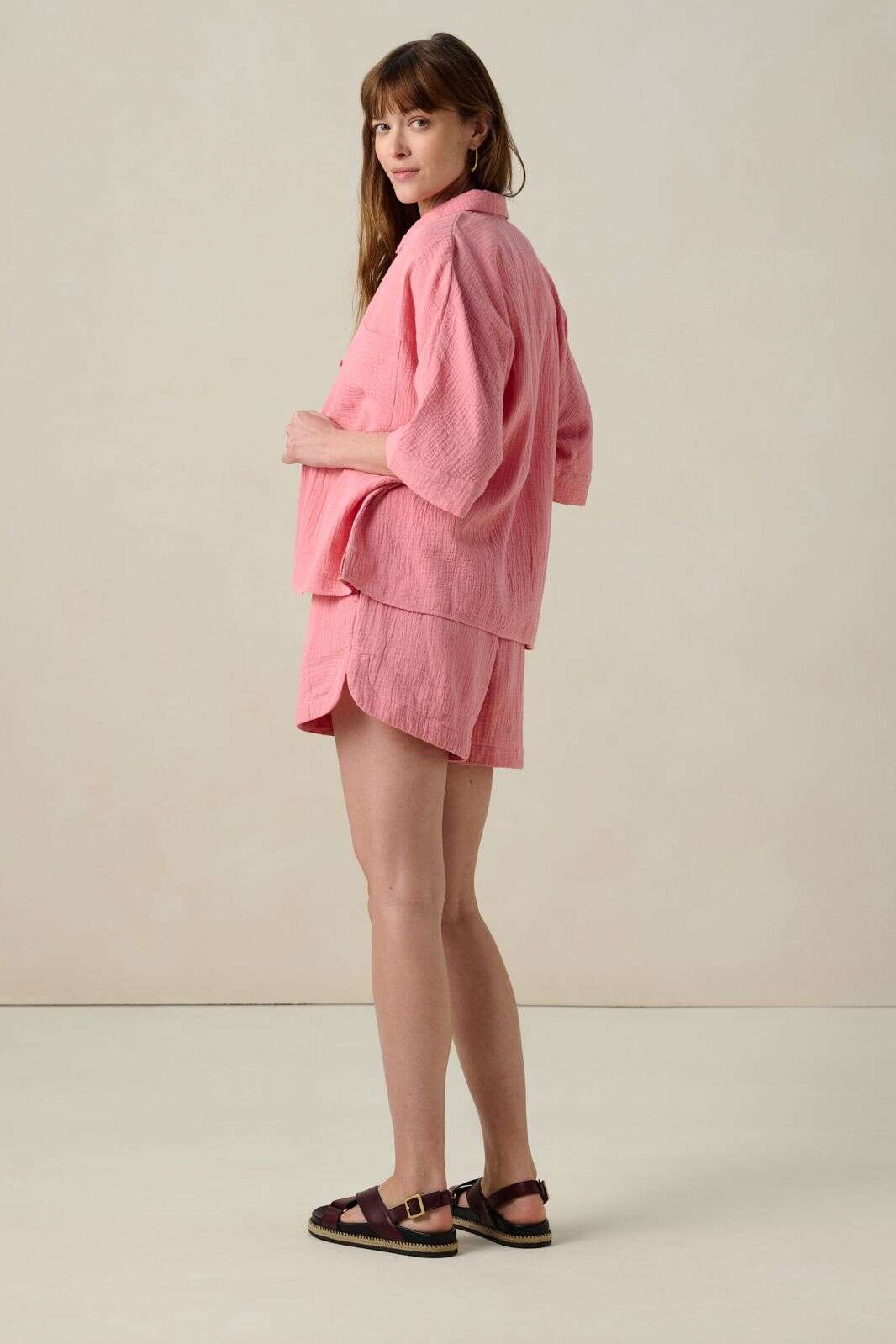 Lichtroze blouse met borstzak