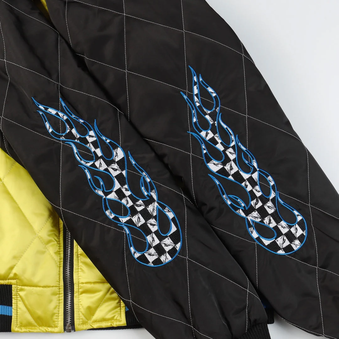 Chrome Hearts Flaming Youth Bomber Jacket - Yellow Black Graphic Street Coat D10