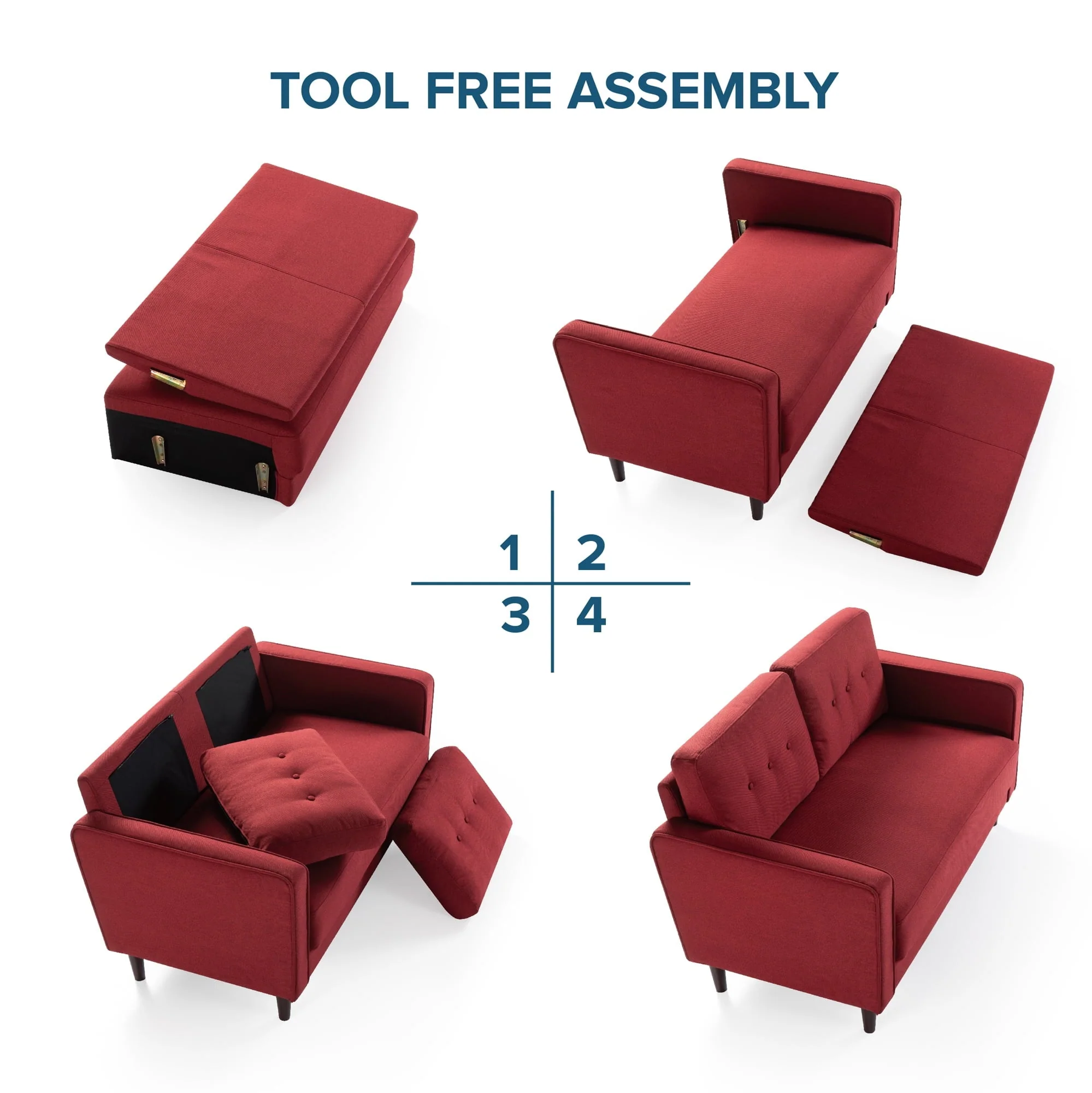Mikhail 2 Seater Loveseat, Ruby Red Image 4