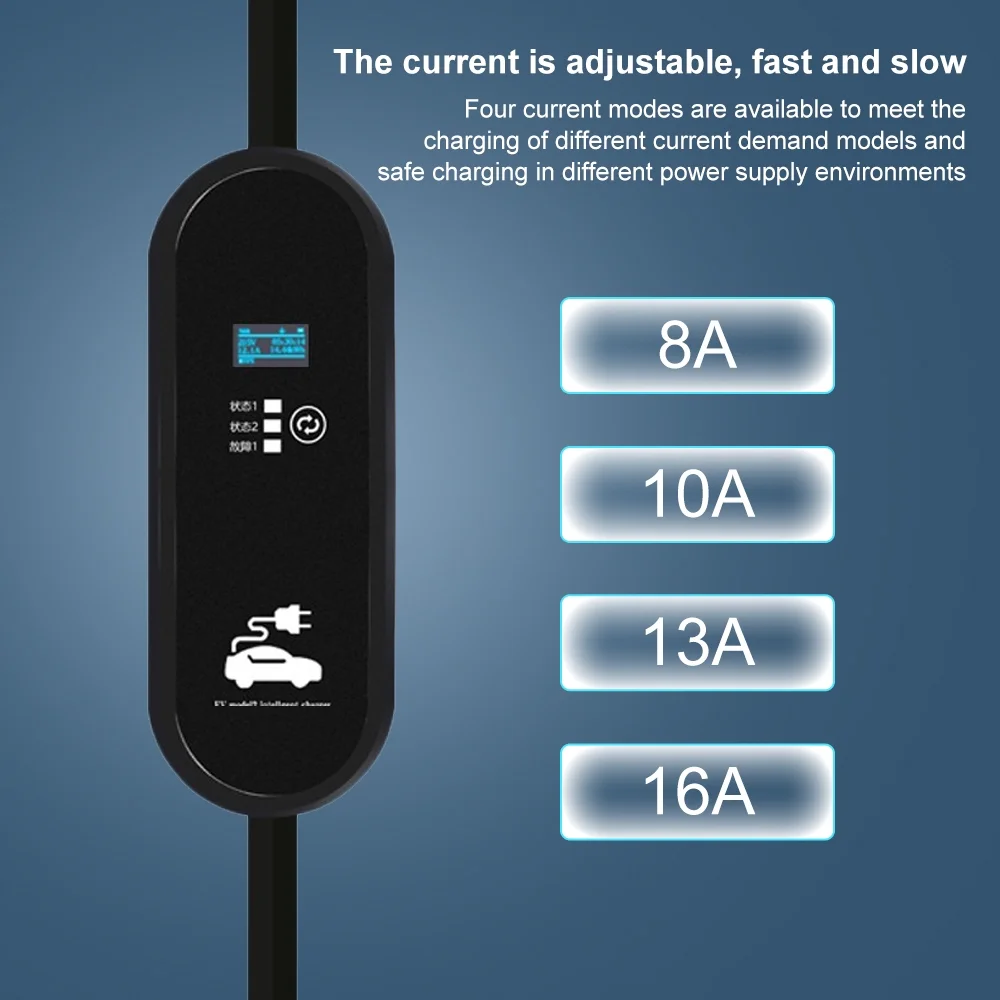Portable EV Charger, 16A 2 8KW EVSE Charging Cable, Level 2 Electric Vehicle Charging with 16 4ft Cable Type2 IEC62196 2 Type1 J1772 Plug Controller Wallbox(Type A: 2 8KW 16 4ft) Image 7