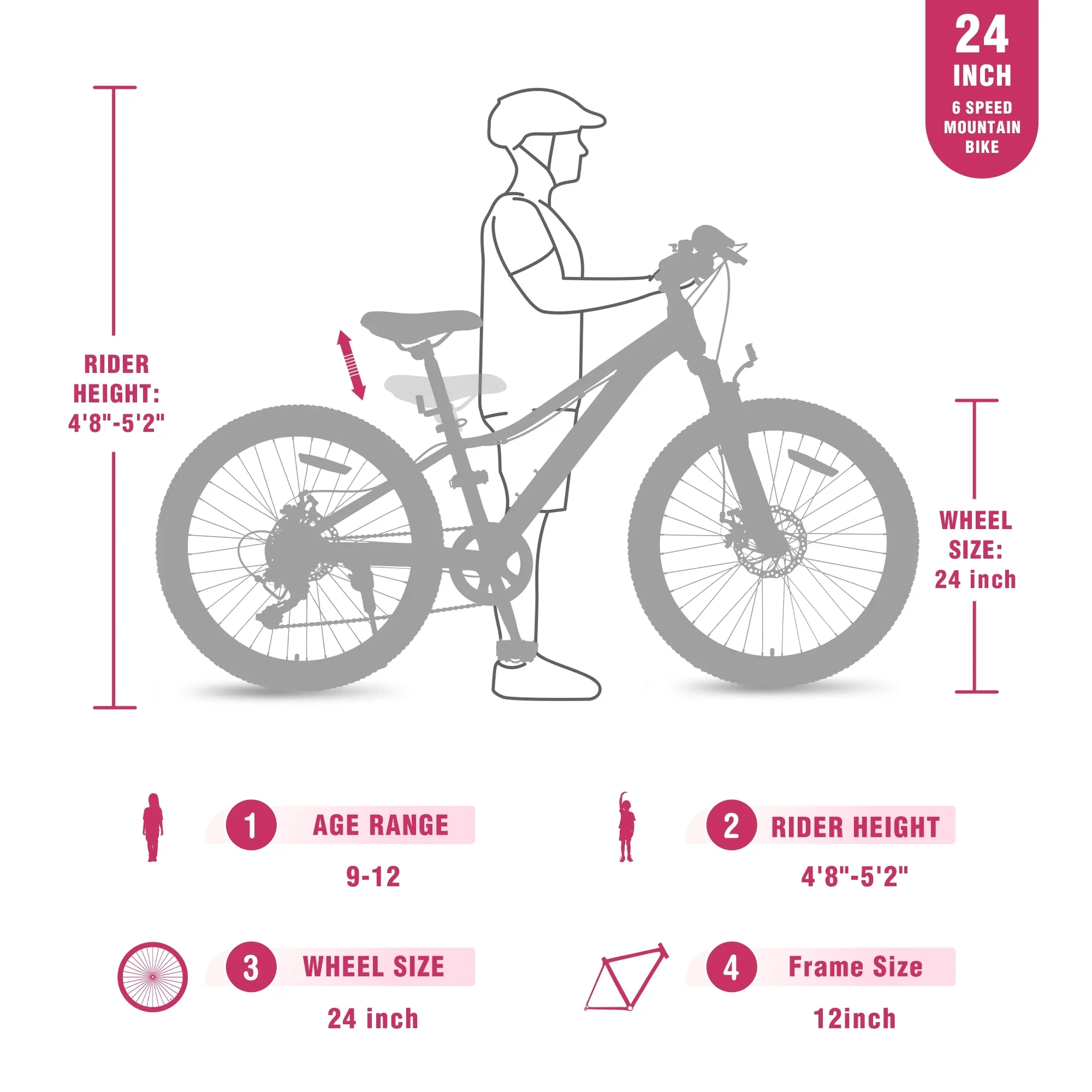 24“/26 Mountain Bike for Women - 21-Speed, Dual Disc Brakes, Front Suspension, All-Terrain Tires, 85% Pre-Assembled Carbon Steel Frame Bicycle
