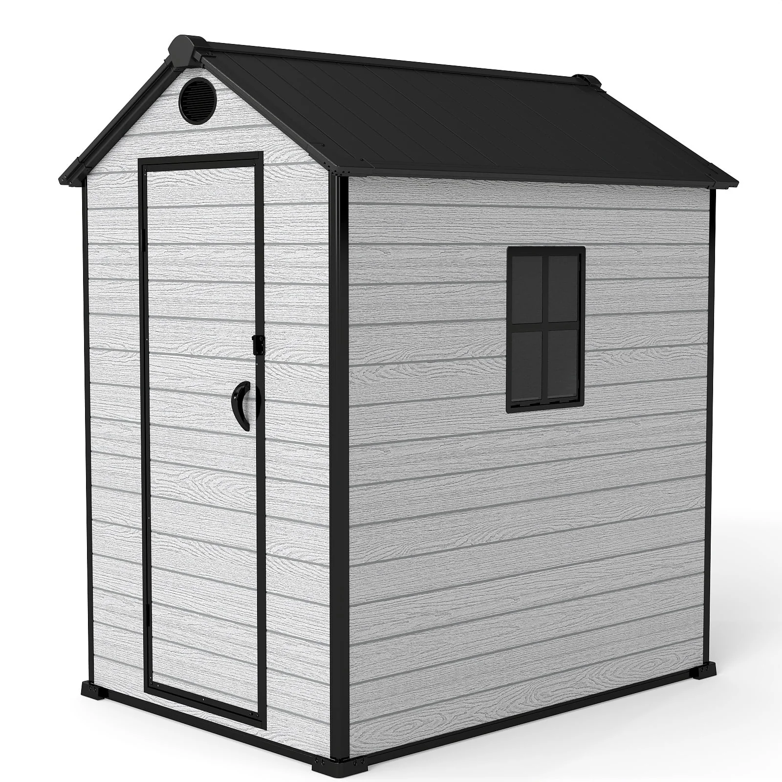 ZYJOYY 4'x 6' Resin Outdoor Garden Tool Storage Shed w/ Window, Grey