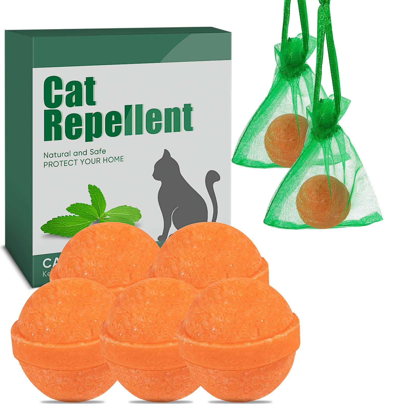 5 Pack Natural Cat Repellent Outdoor Indoor, Peppermint Oil Cat Deterrent Outdoor Repels Cat Dog Deer Rabbit from Garden Yard Lawn Home Keep Your